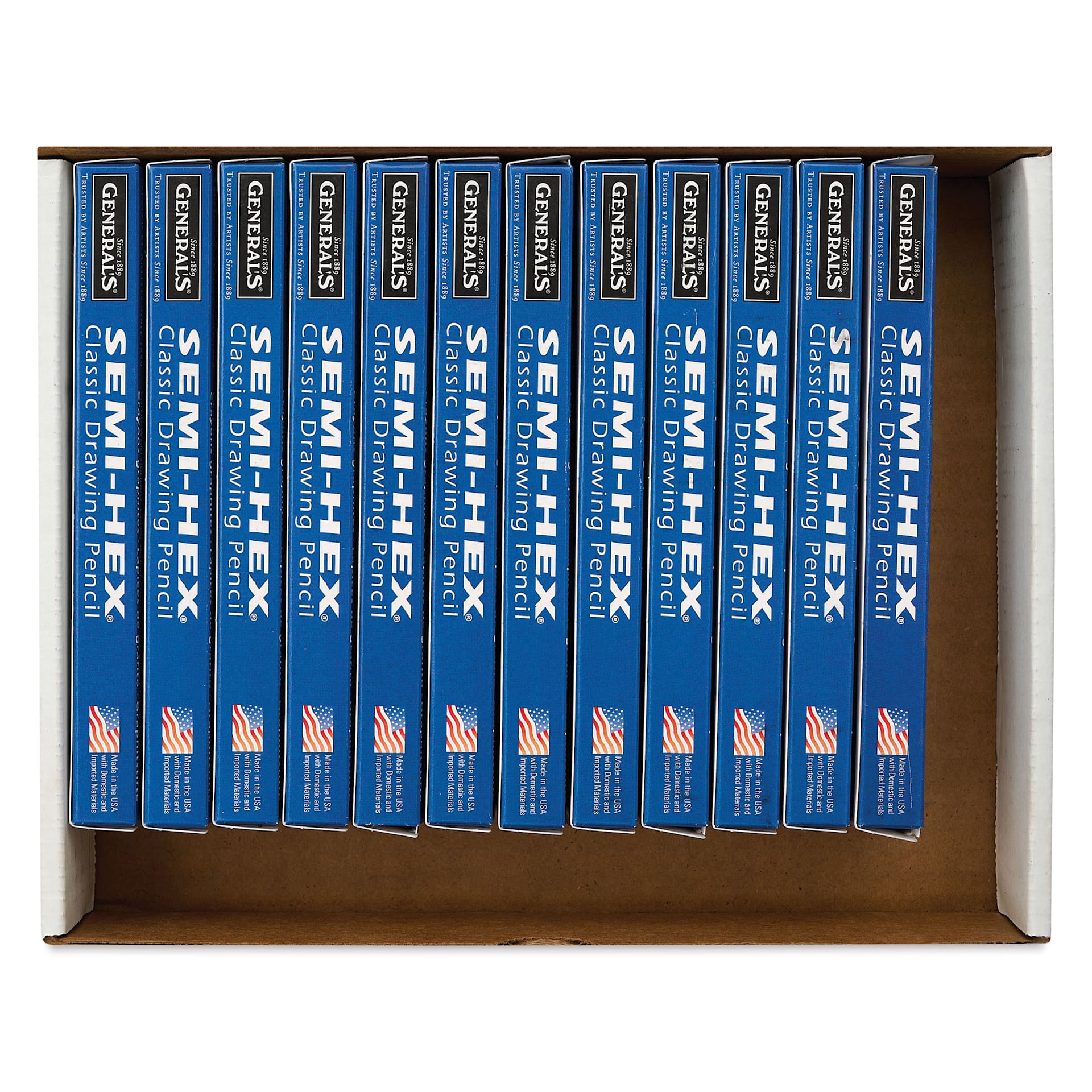 General's Semi-Hex Drawing Pencils - Class Pack of 144, open showing packages of pencils
