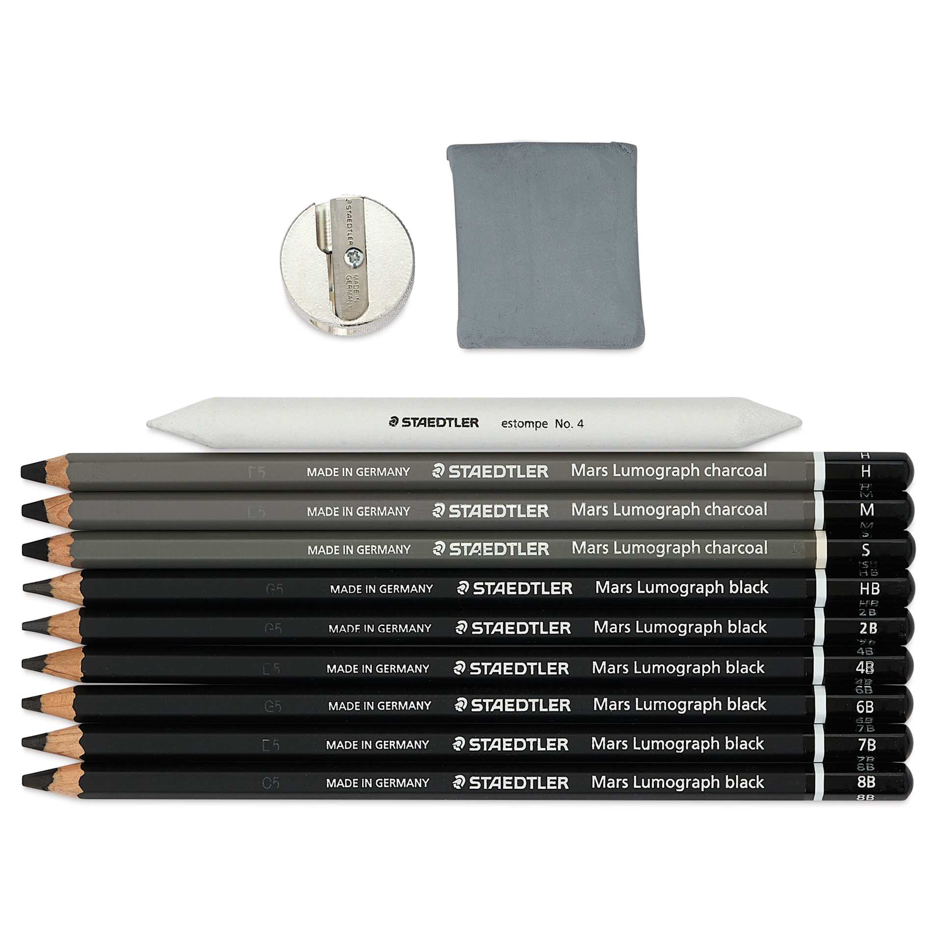Staedtler Mars Lumograph Charcoal Pencils - Set of 12, contents
