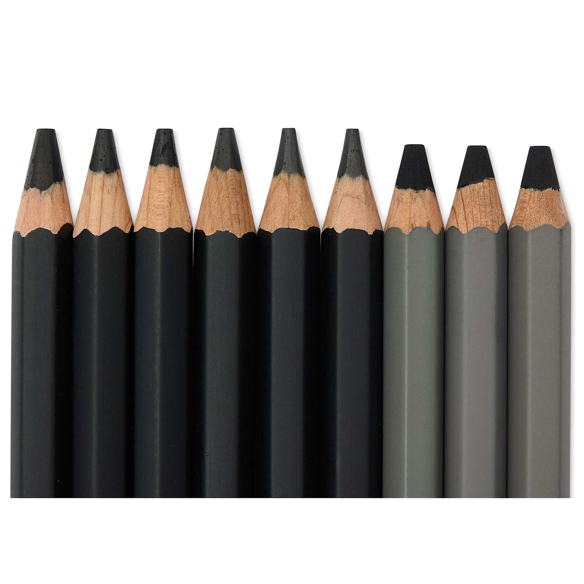 Staedtler Mars Lumograph Charcoal Pencils - Set of 12, close up of pencil tips