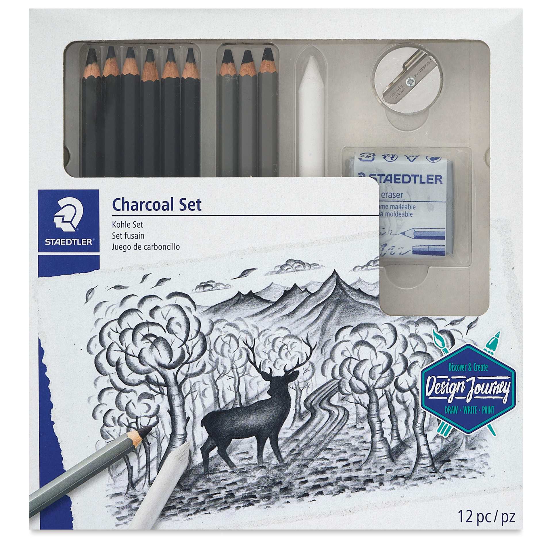 Staedtler Mars Lumograph Charcoal Pencils - Set of 12, front of packaging