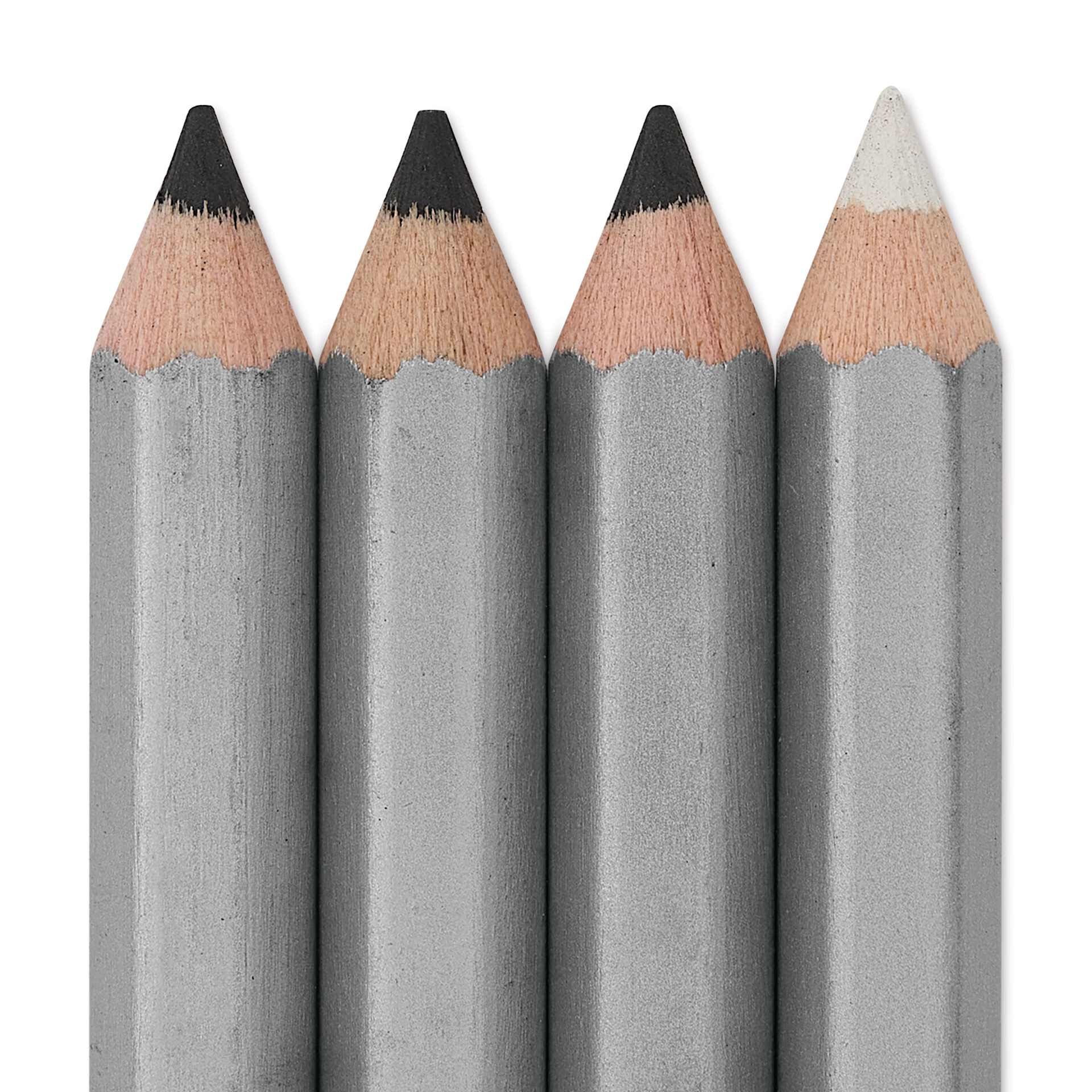 Staedtler Mars Lumograph Charcoal Pencils - Set of 7, close up of pencil tips