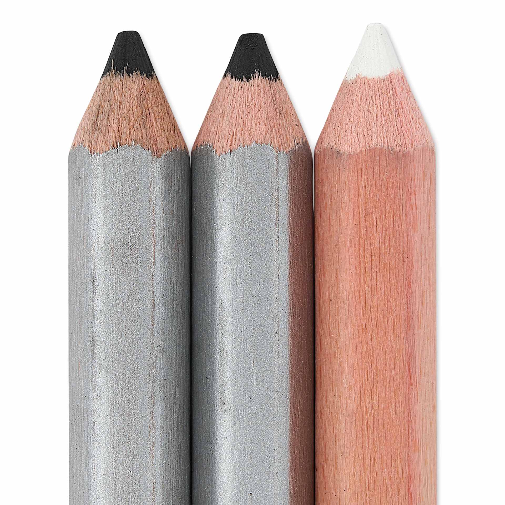 Staedtler Mars Lumograph Charcoal Pencils - Set of 7, Charcoal Sketching Set, close up of pencil tips