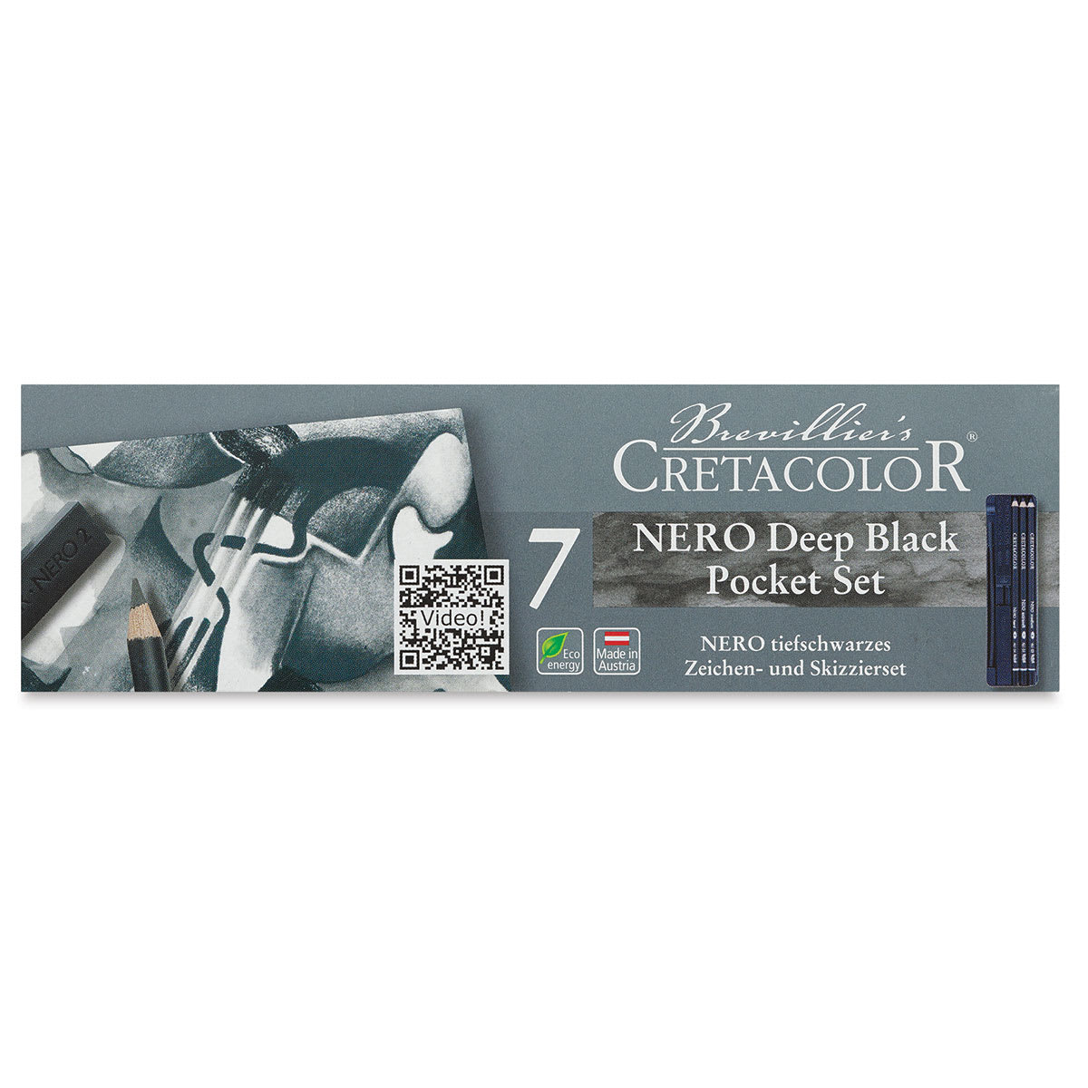 Cretacolor Nero Deep Black Pencils and Set - Top view of package
