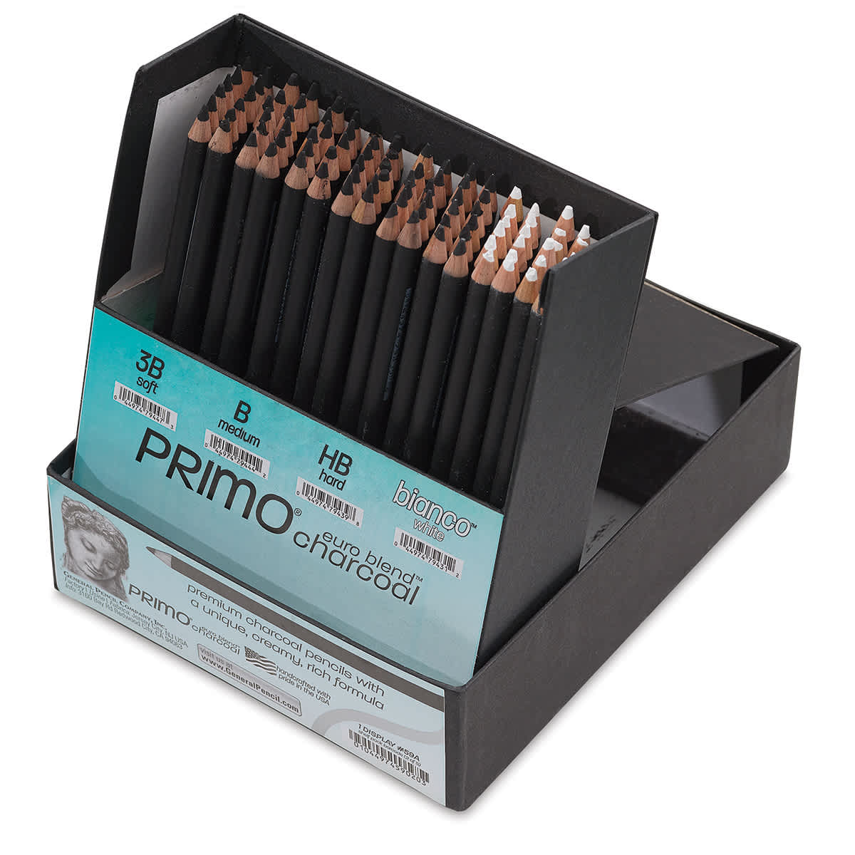 General's Primo Euro Blend Charcoal - Class Pack Set, case with lid open