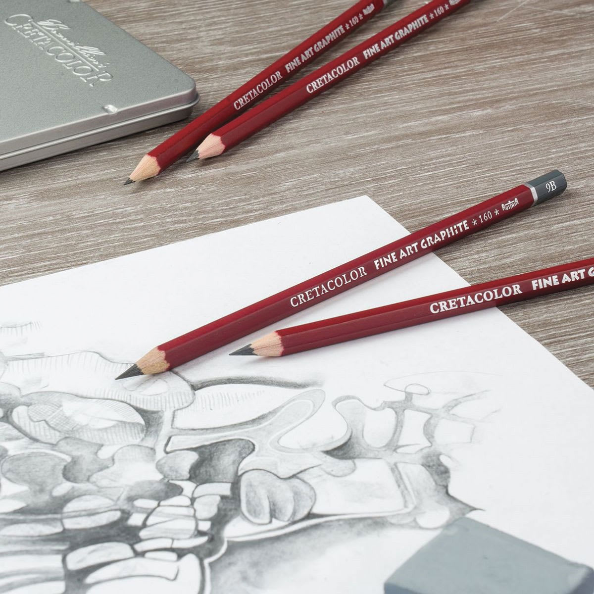 Cretacolor Fine Art Graphite Pencils on a pencil sketch