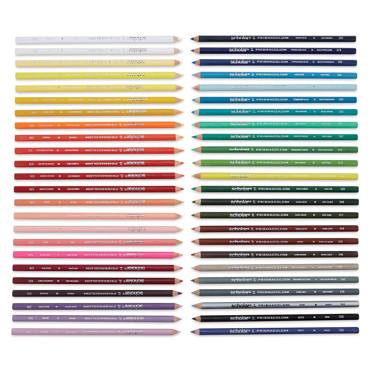 Prismacolor Scholar Colored Pencils - Set of 48, Assorted Colors, contents