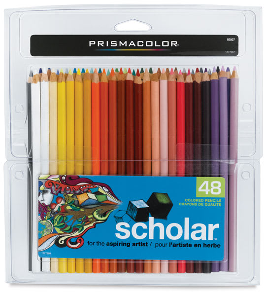 Prismacolor Scholar Art Pencil Set - Assorted Colors, Set of 48 (front of package)