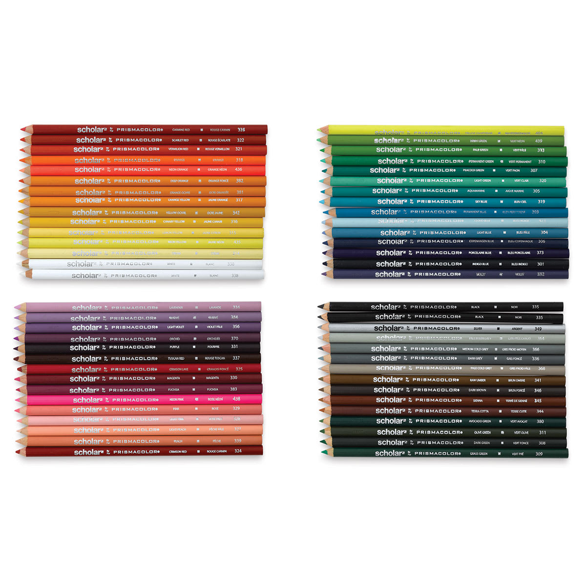 Prismacolor Scholar Colored Pencils - Set of 60, Assorted Colors, contents