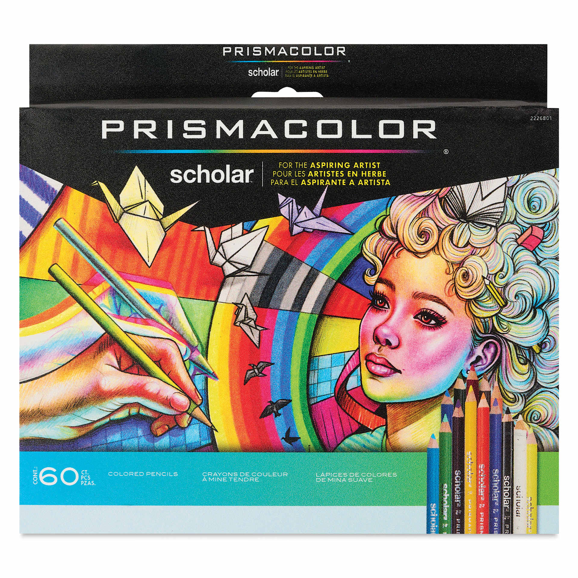 Prismacolor Scholar Colored Pencils - Set of 60, Assorted Colors, front of packaging