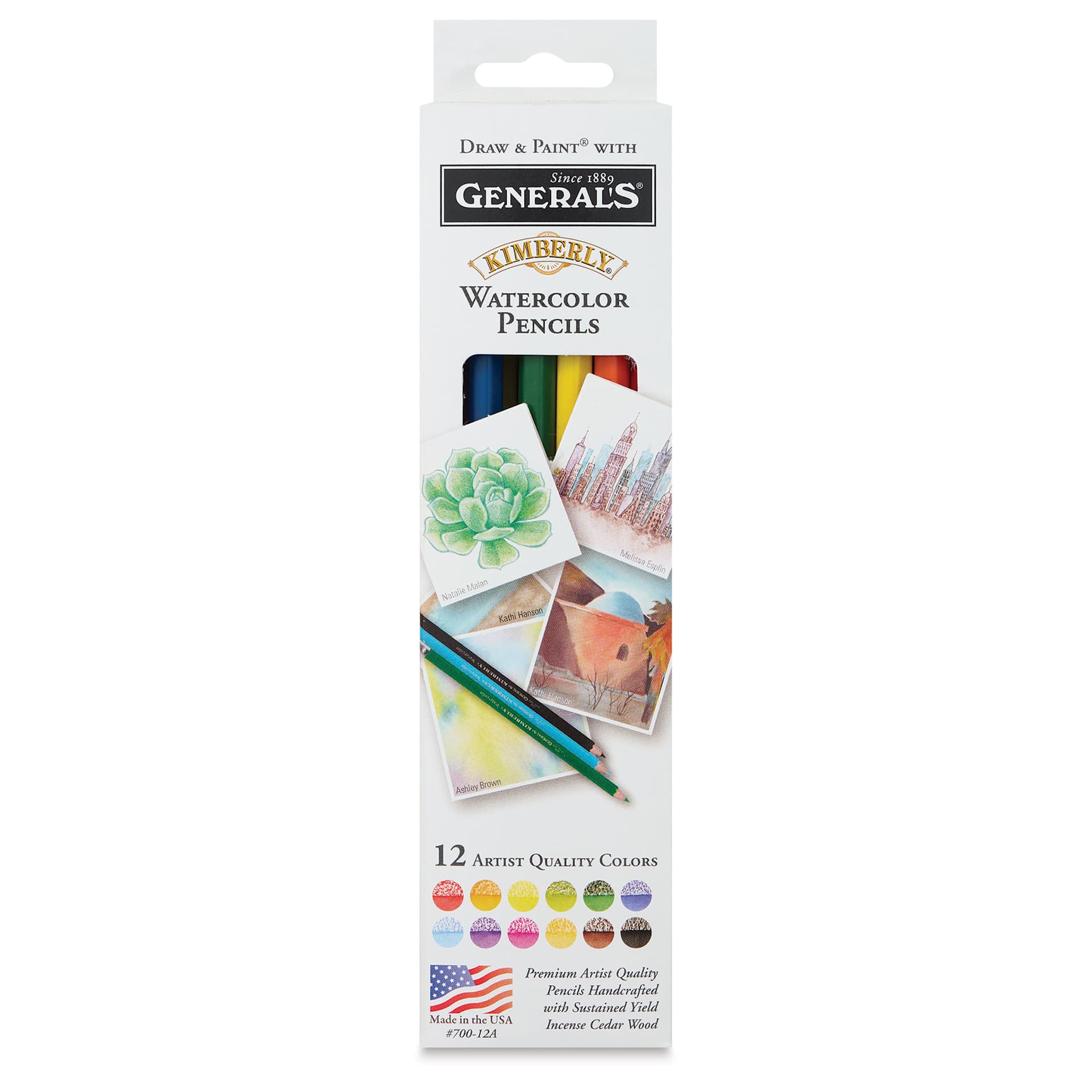 General's Kimberly Watercolor Pencil Set - Assorted Colors, Set of 12 (front of package)