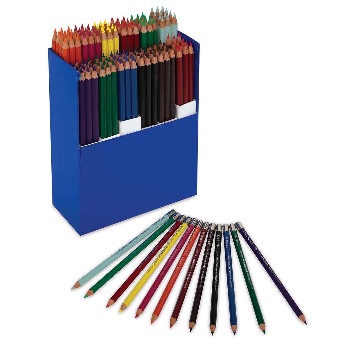 Kimberly Watercolor Pencils and Sets - Open Class Pack of 144 pc with 1 each color shown in fan