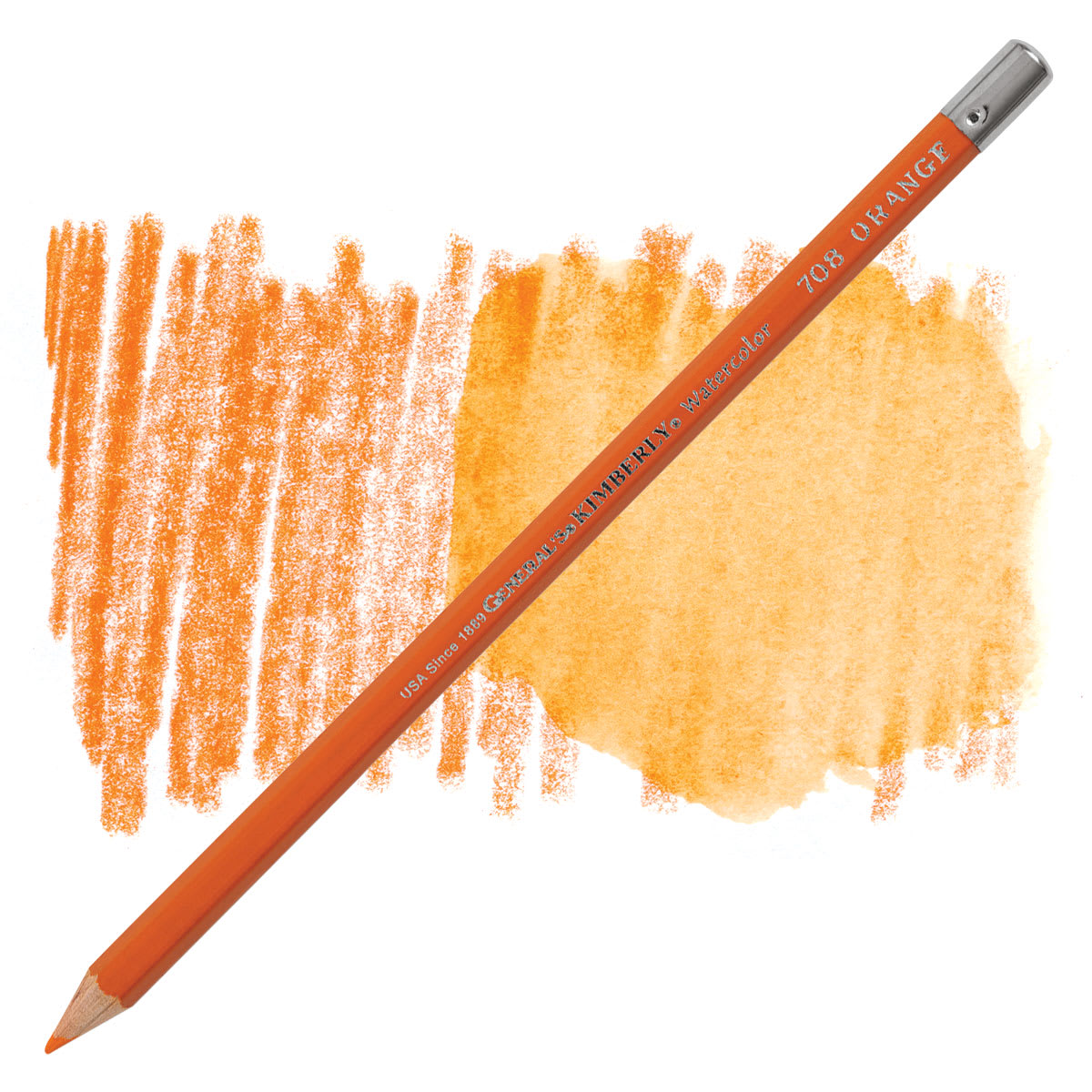 General's Kimberly Watercolor Pencil - Orange pencil and swatch