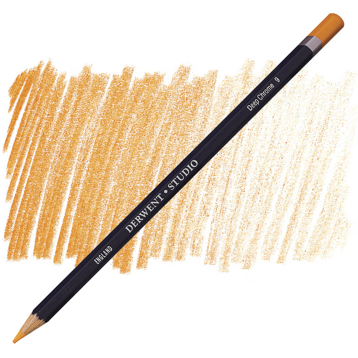 Derwent Studio Colored Pencil - Deep Chrome pencil and swatch