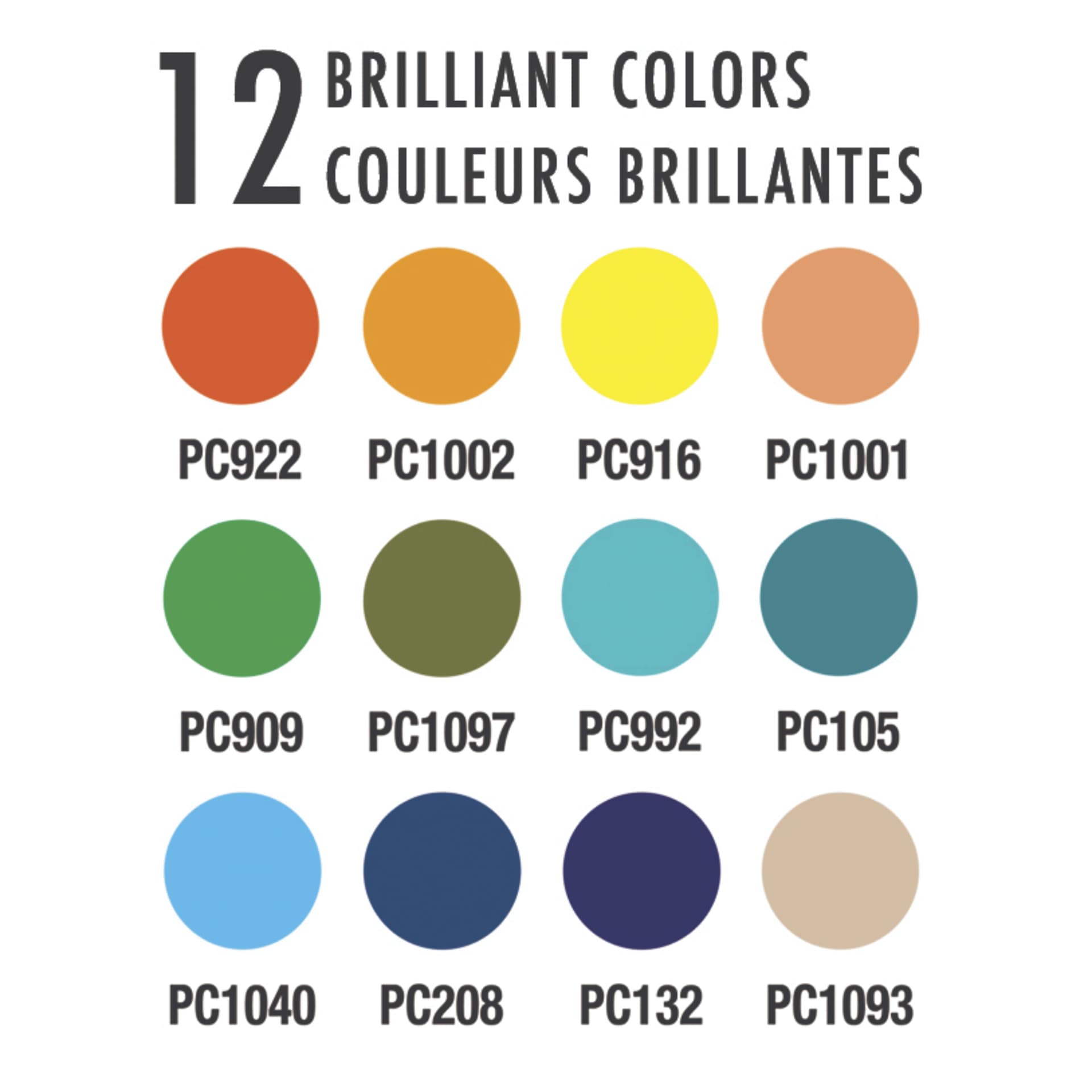Prismacolor Premier Colored Pencils - Set of 12, Under the Sea Colors - color chart
