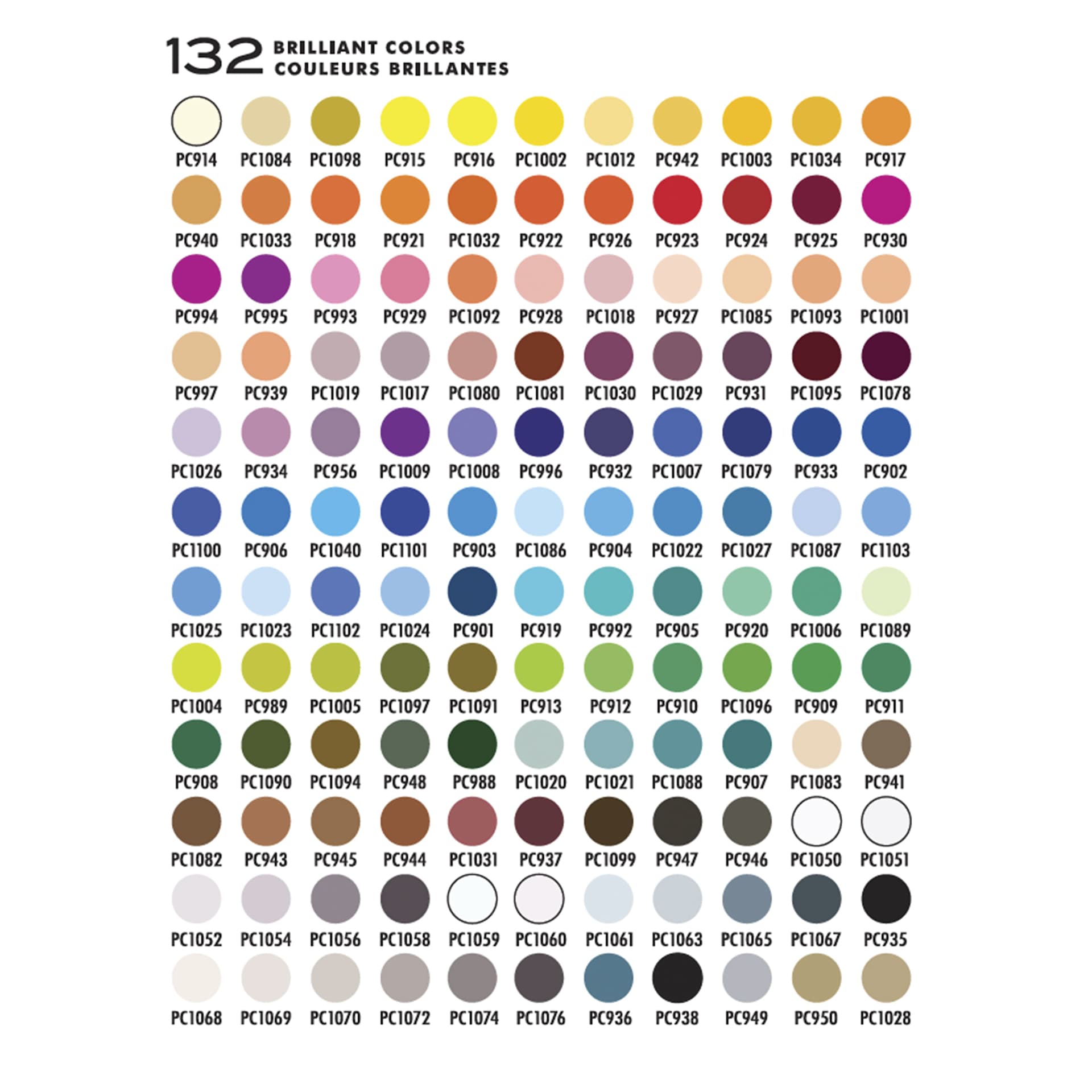 Prismacolor Premier Colored Pencils - Set of 132, Assorted Colors - color chart