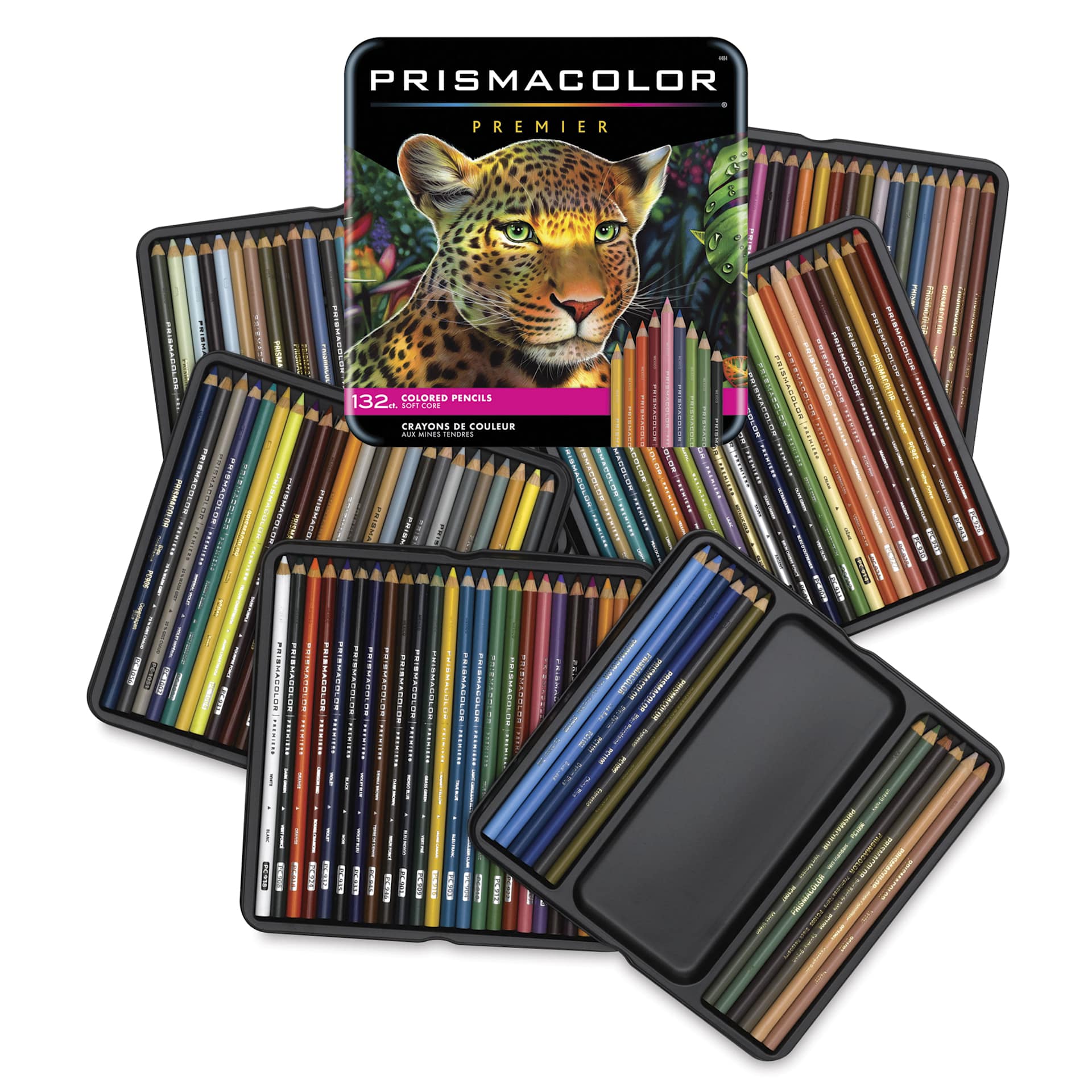 Prismacolor Premier Colored Pencils - Assorted Colors, Set of 132. Front and six inner pencil trays.