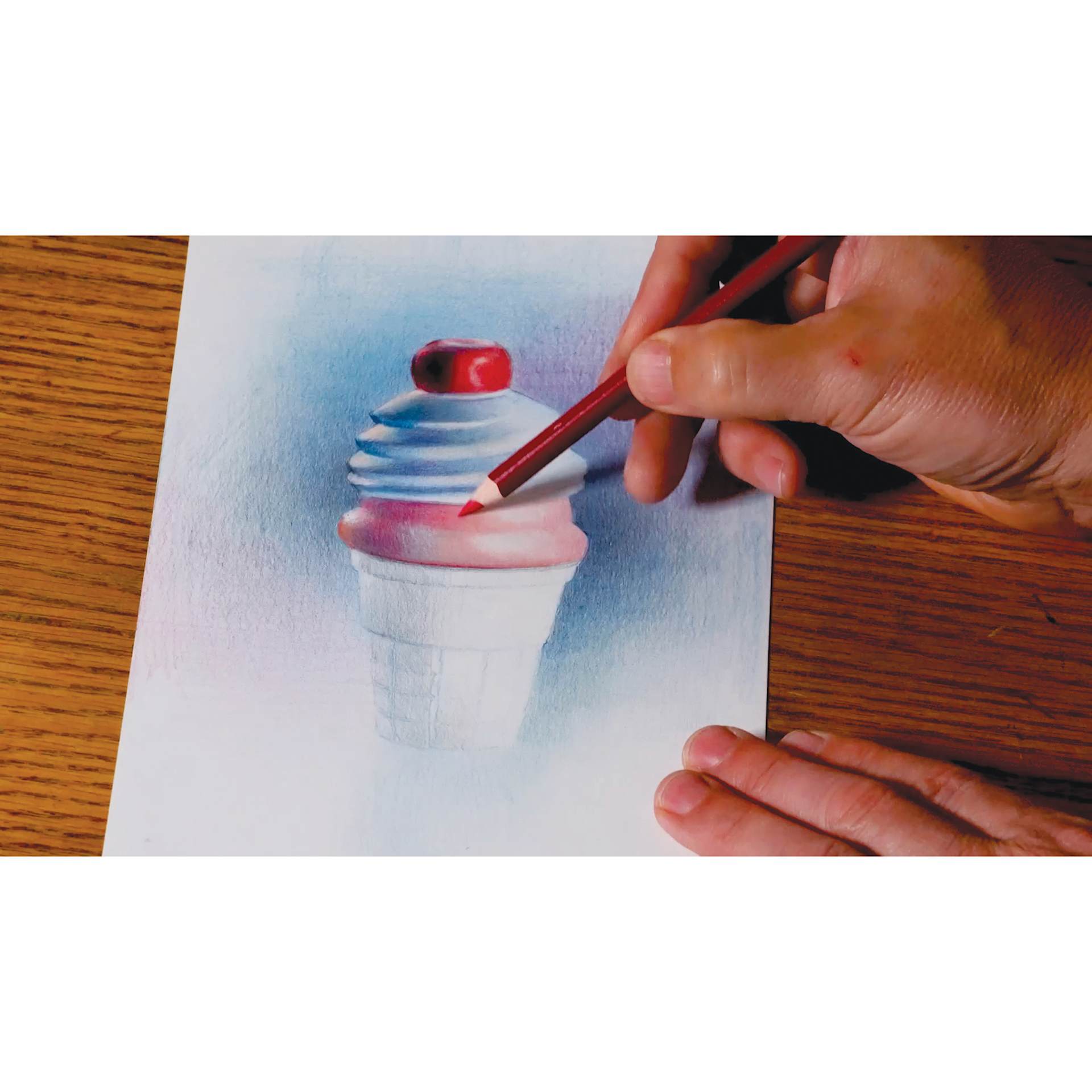 Prismacolor Premier Colored Pencils, ice cream drawing in progress