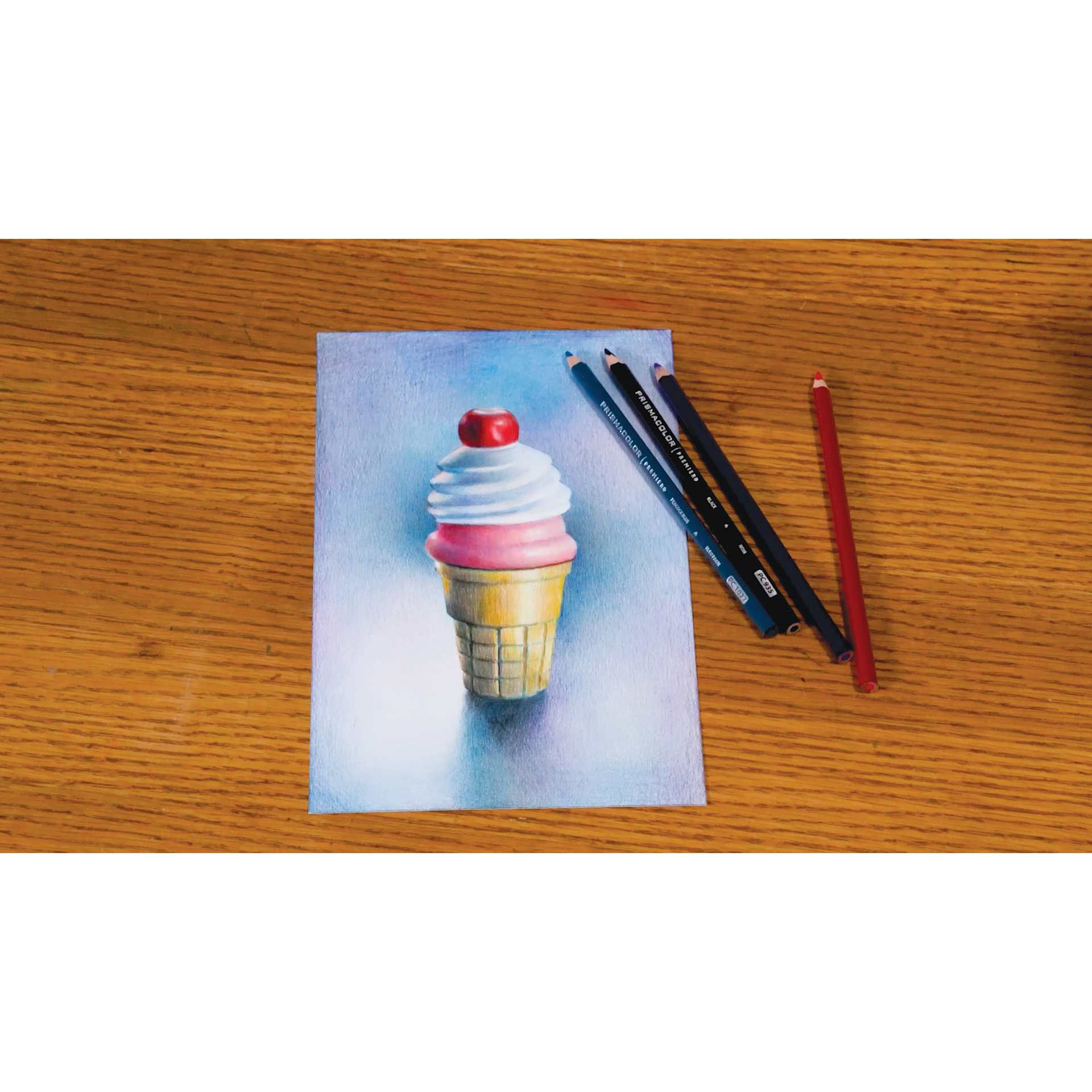 Prismacolor Premier Colored Pencils, ice cream drawing, finished