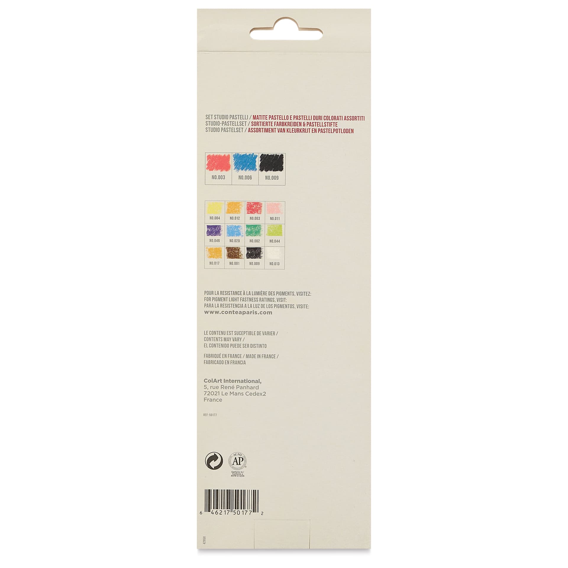 Conté à Paris Colour Pastel Studio Set - Set of 18, back of packaging