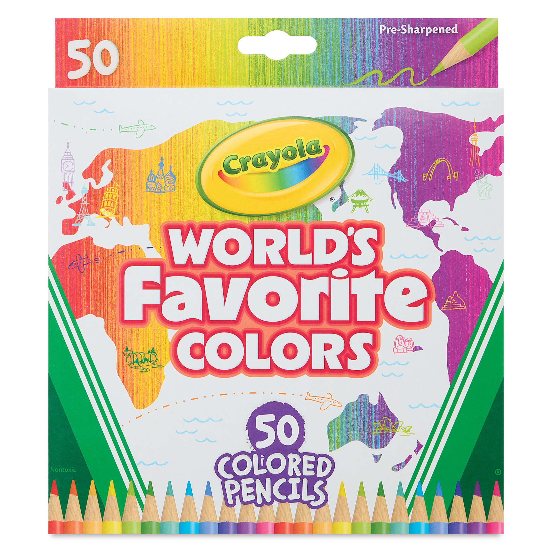 Crayola Colored Pencils - World's Favorite Colors, Set of 50, front of packaging