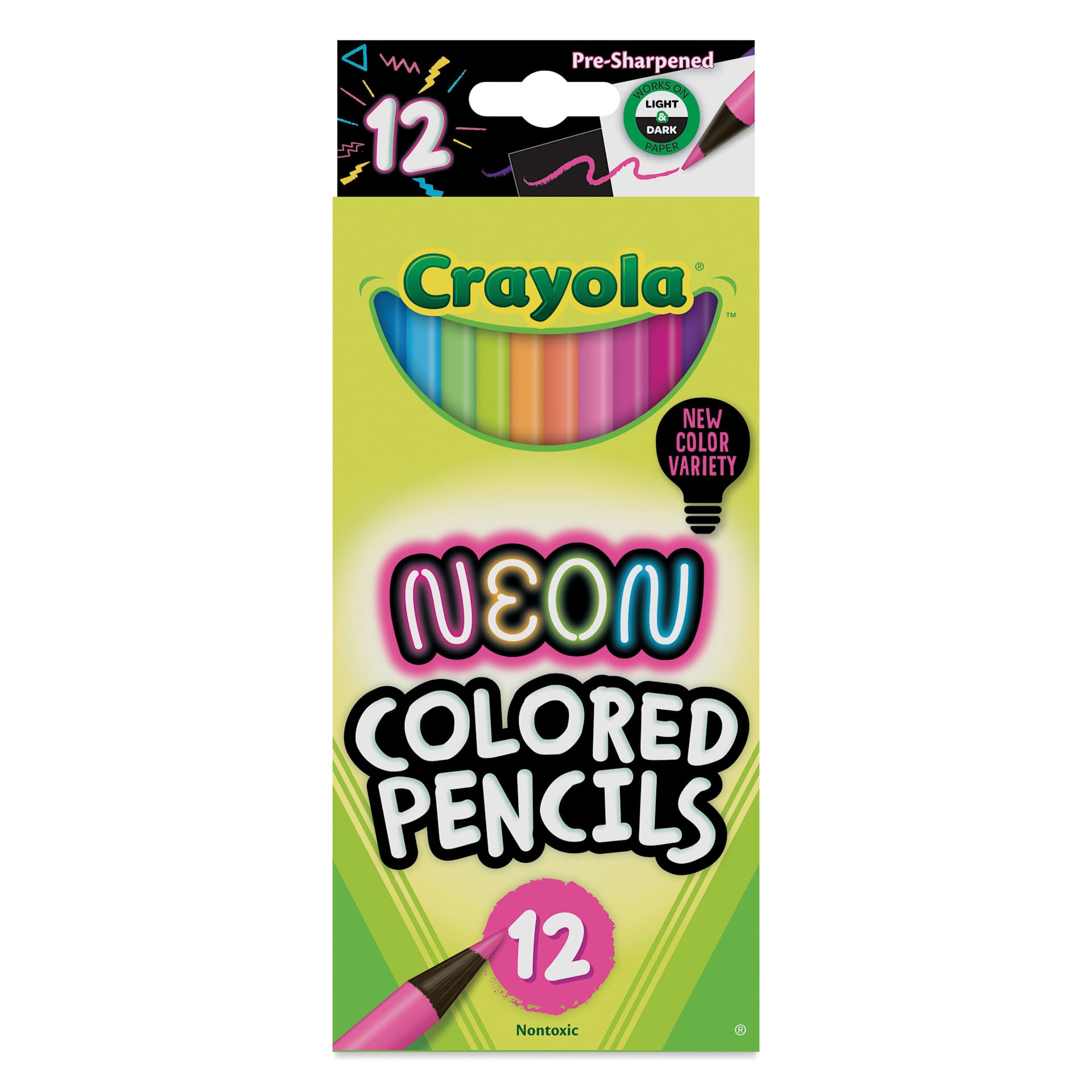 Crayola Colored Pencils - Neon Colors, Set of 12, front of the packaging