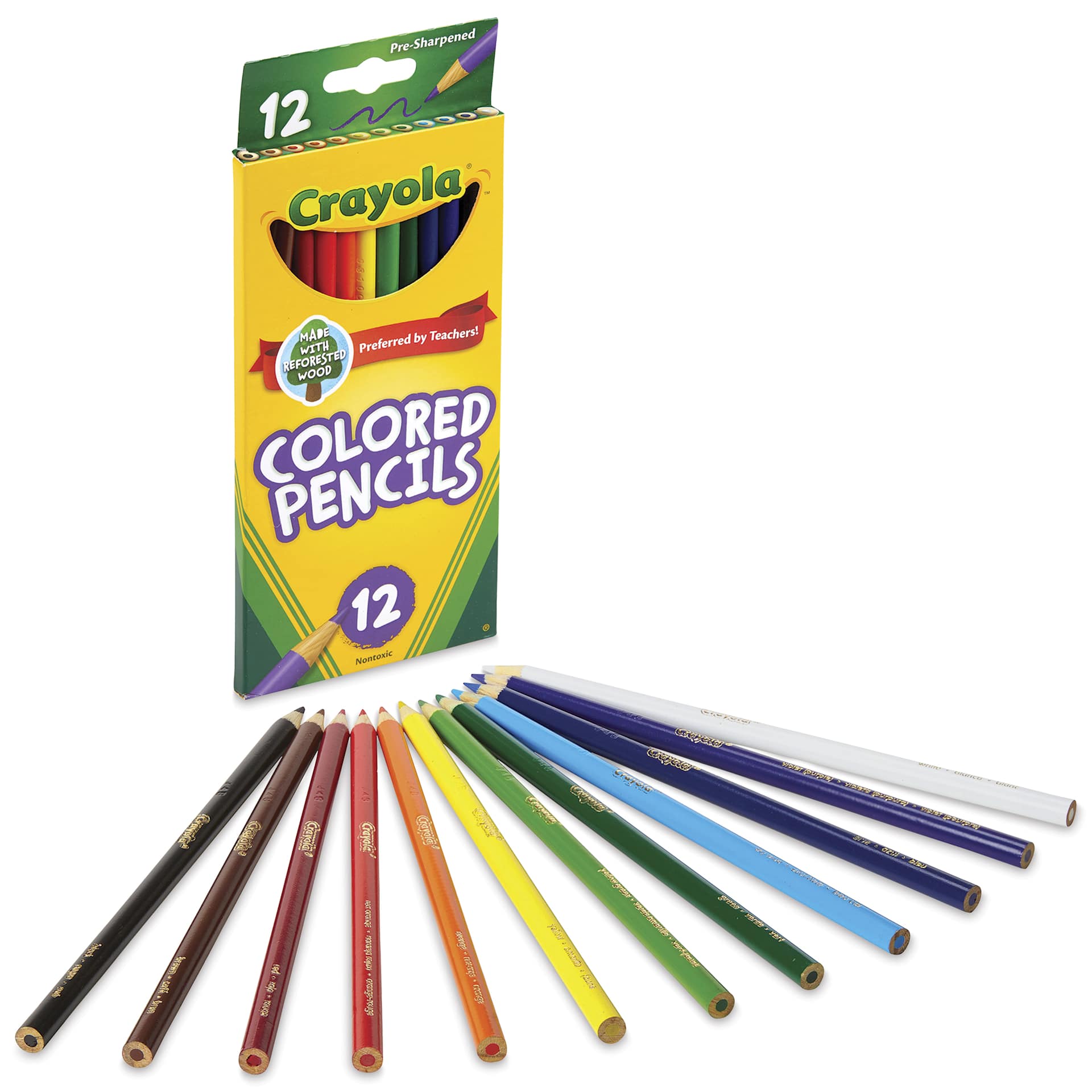 Crayola Colored Pencils - Assorted Colors, Classpack of 288, one set of 12 shown with pencils laid out
