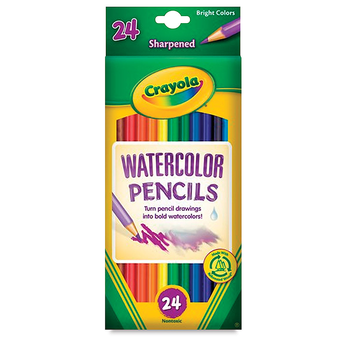Crayola Watercolor Pencils - Assorted Colors, Set of 24, front of the packaging