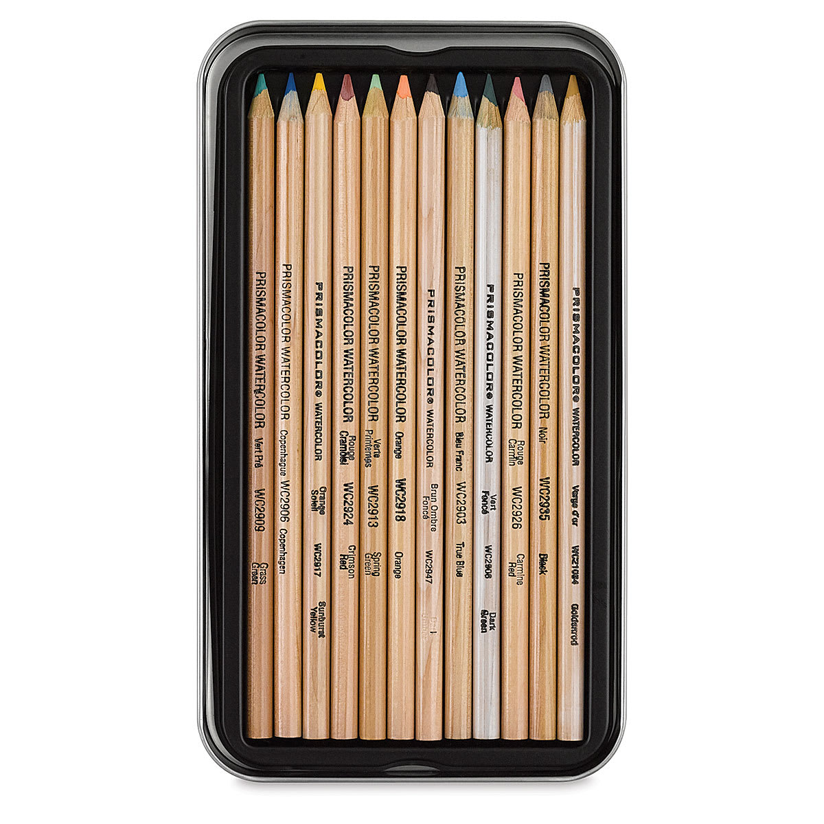 Prismacolor Watercolor Pencil Set - Assorted Colors, Set of 12, showing pencils inside tray