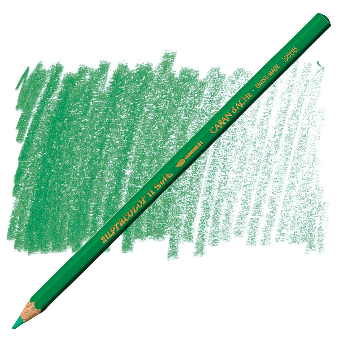 Caran d'Ache Supracolor Soft Aquarelle Pencil - Grass Green pencil and swatch