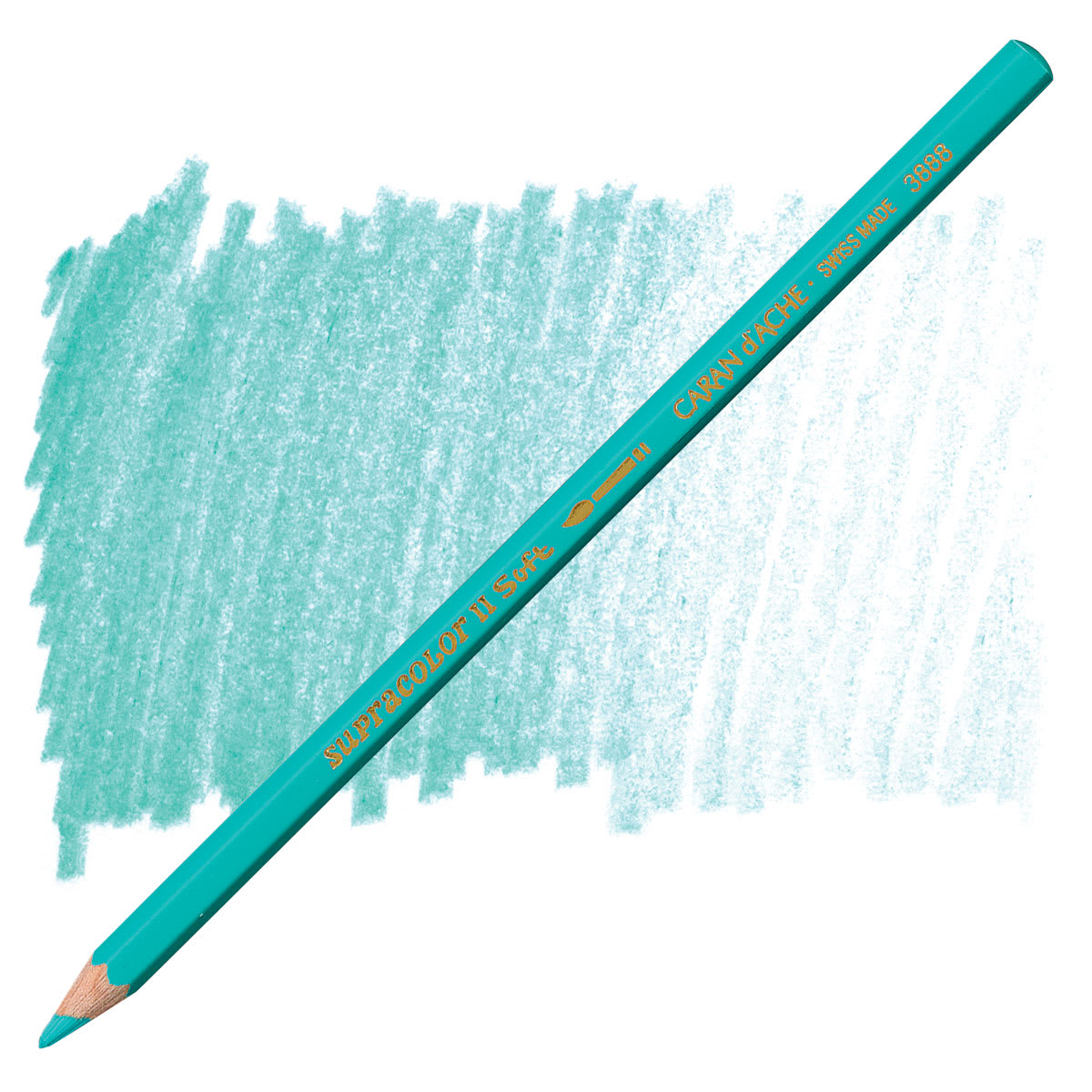 Caran d'Ache Supracolor Soft Aquarelle Pencil - Turquoise Green pencil and swatch