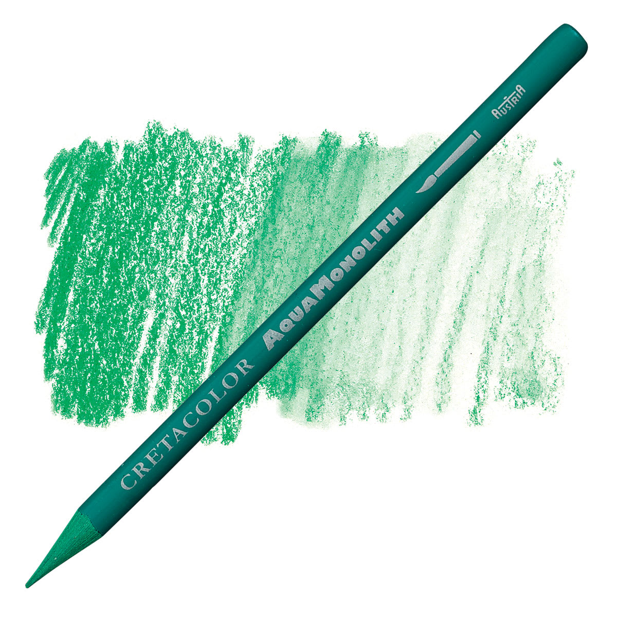 Cretacolor Aqua Monolith Woodless Watercolor Pencil - Emerald pencil and swatch