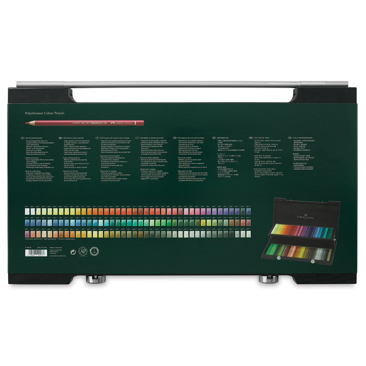 Faber-Castell Polychromos Pencil Set - Wood Box, Set of 120, back of package