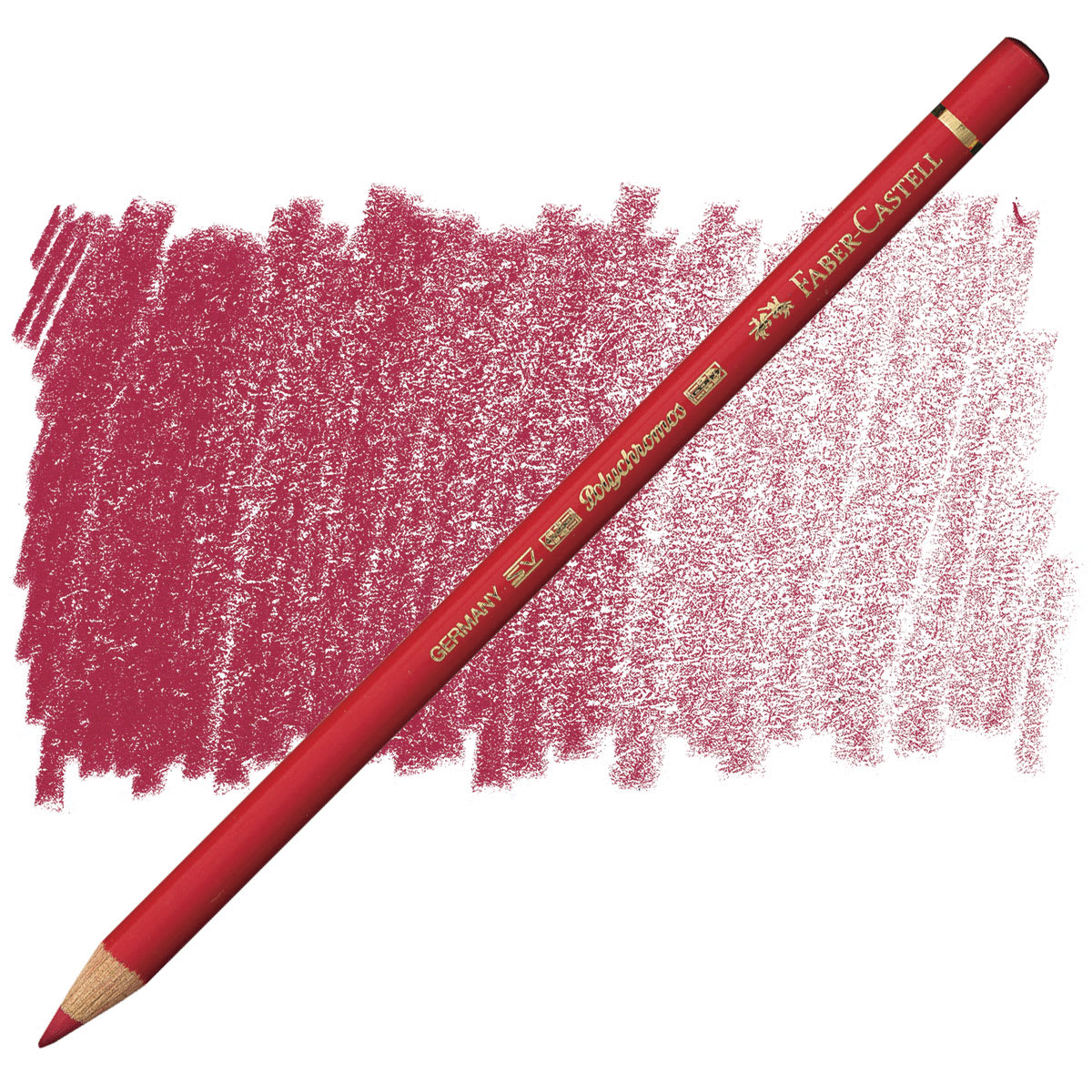 Faber-Castell Polychromos Pencil - Deep Scarlet Red pencil and swatch Faber-Castell Polychromos Pencil - Deep Scarlet Red pencil and swatch