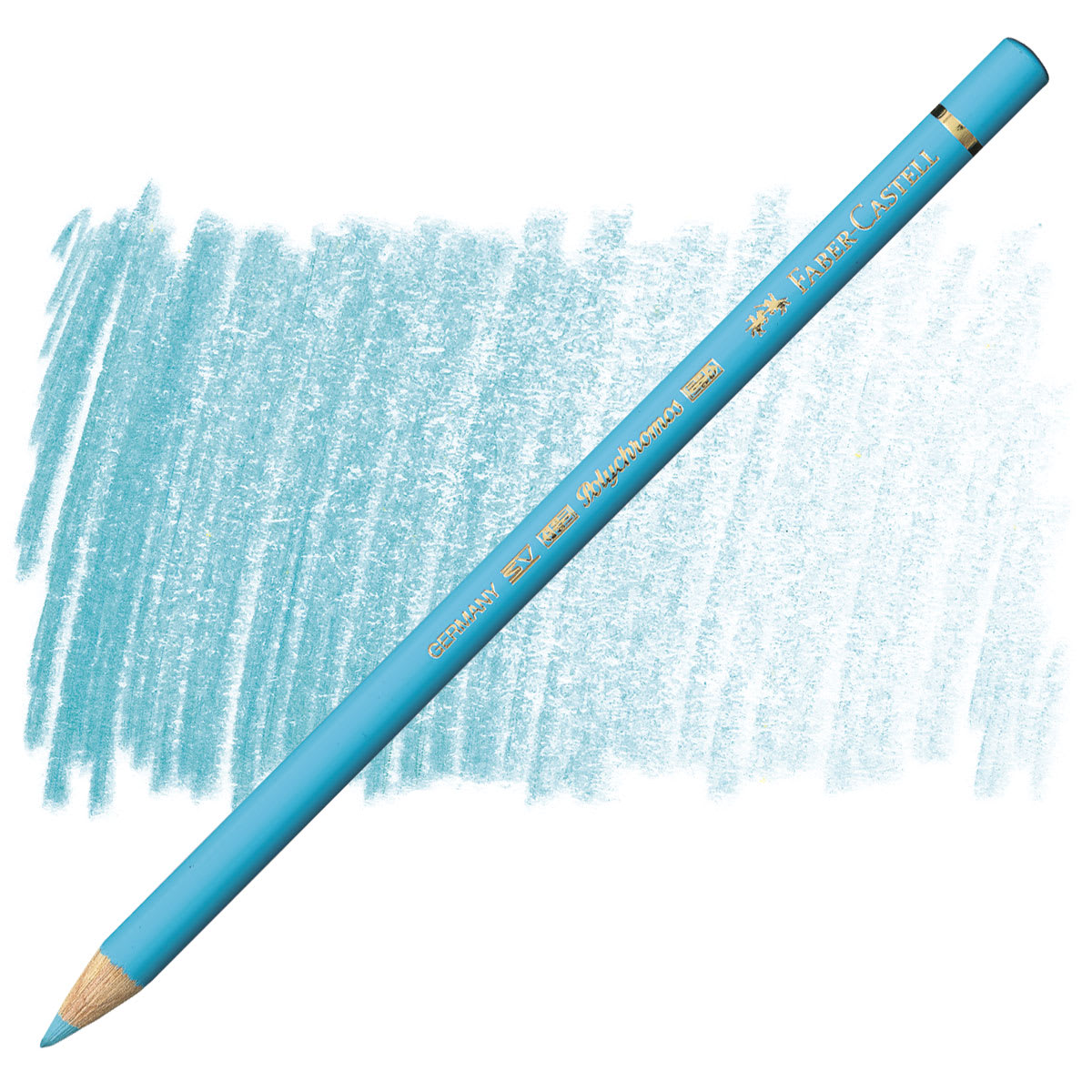 Faber-Castell Polychromos Pencil - Light Cobalt Turquoise pencil and swatch