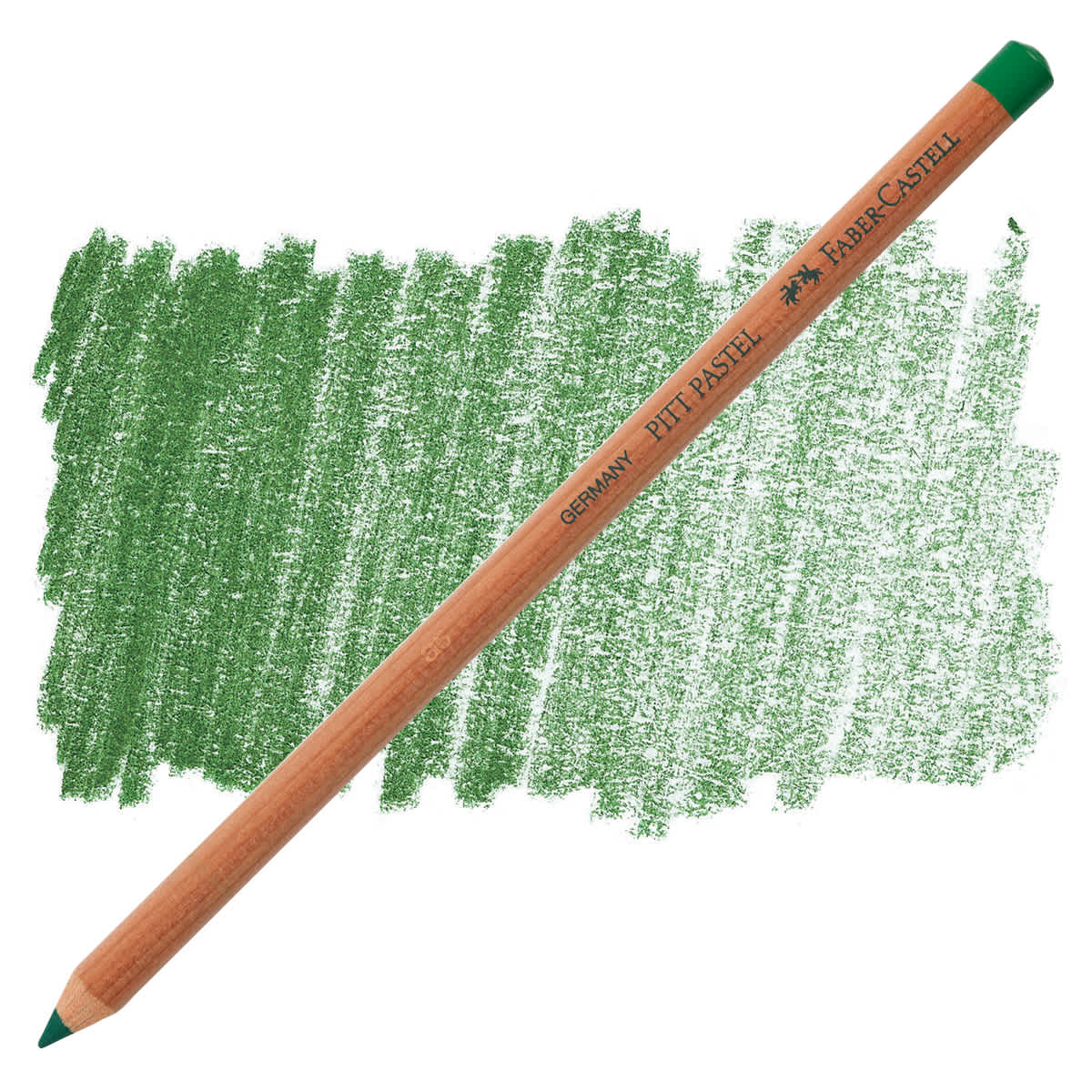 Faber-Castell Pitt Pastel Pencil - Permanent Green Olive pencil and swatch