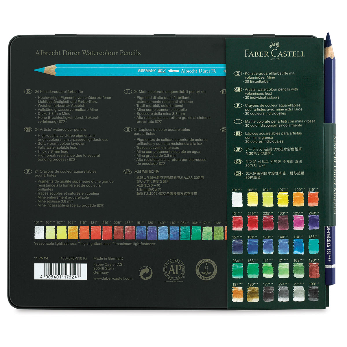 Faber-Castell Albrecht Durer Watercolor Pencils - Set of 24 (back of package)
