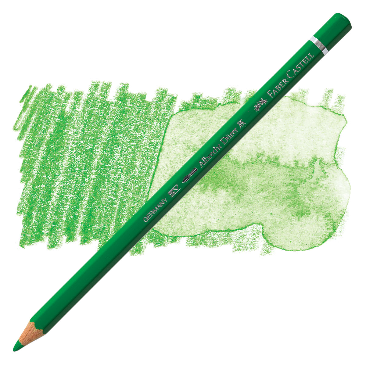 Faber-Castell Albrecht Durer Watercolor Pencil - Permanent Green pencil and swatch