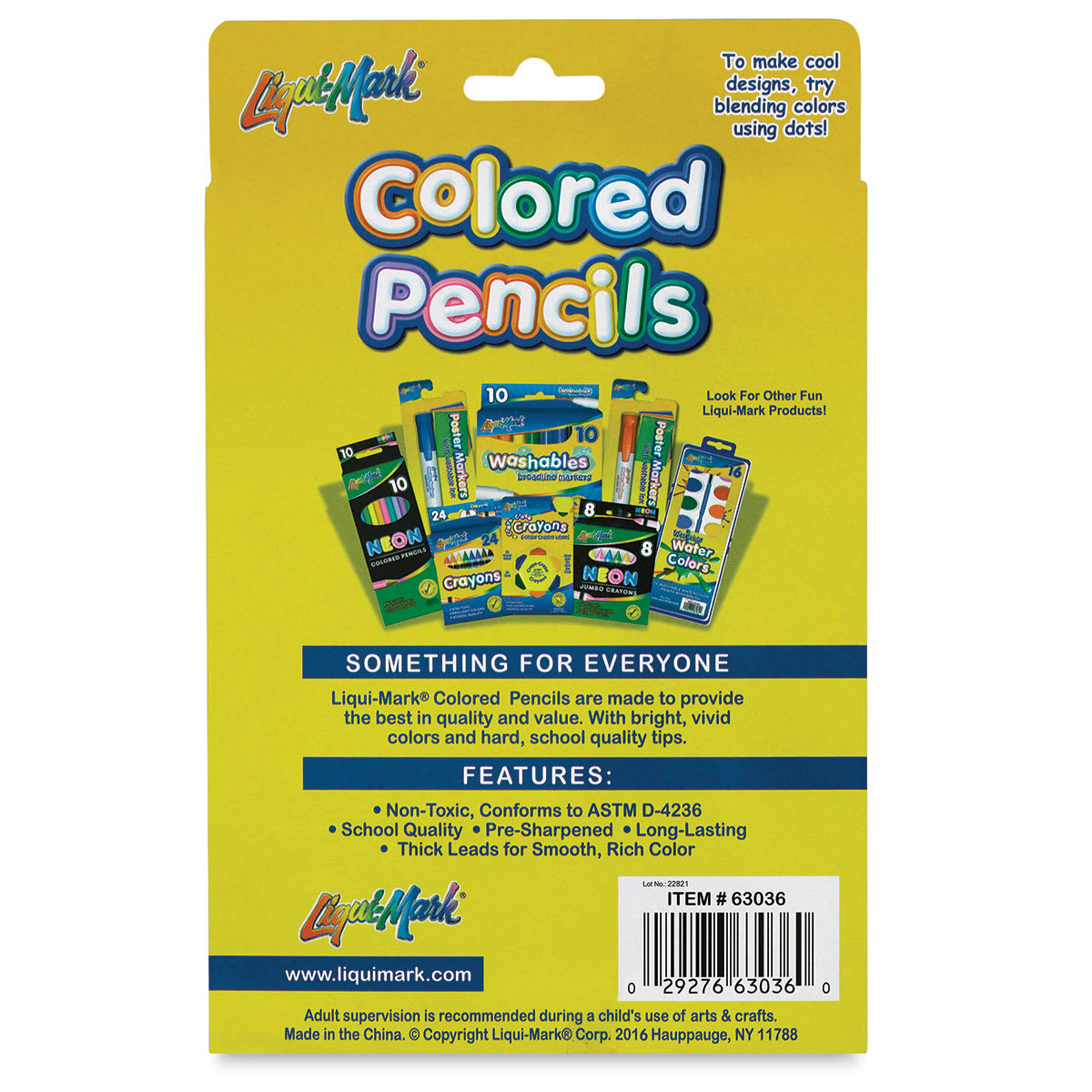 Liqui-Mark Colored Pencil Set - Assorted Colors, Set of 36 (back of box)