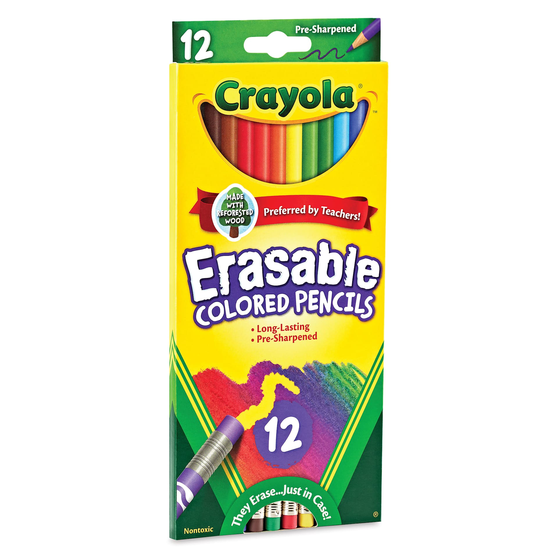 Crayola Erasable Colored Pencils - Assorted Colors, Set of 12 - front of packaging