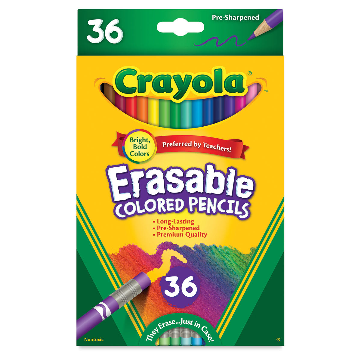 Crayola Erasable Colored Pencils - Front of package of 36 Colored Pencils
