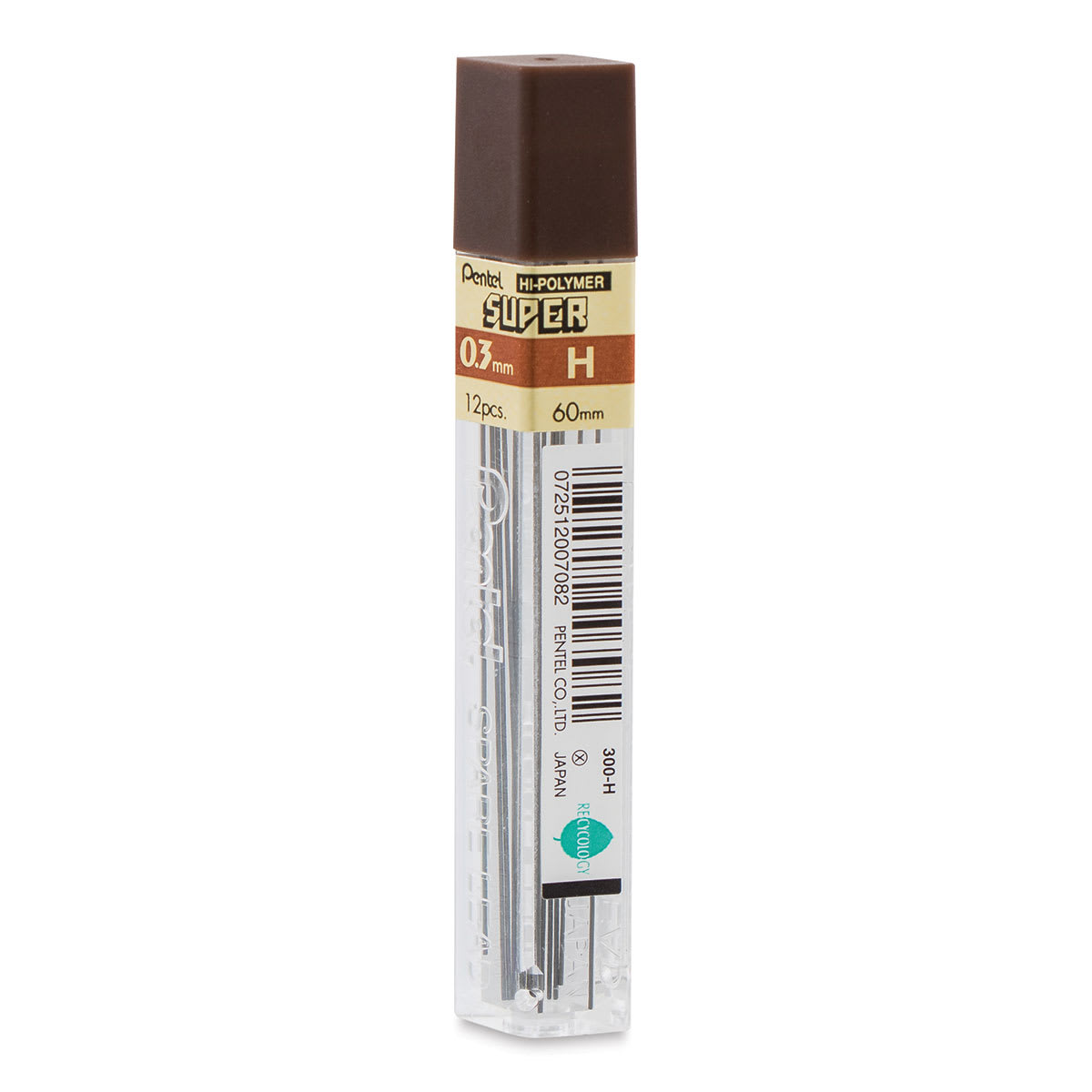 Pentel Hi-Polymer Lead Refills - 0.3 mm, Black, H back of package