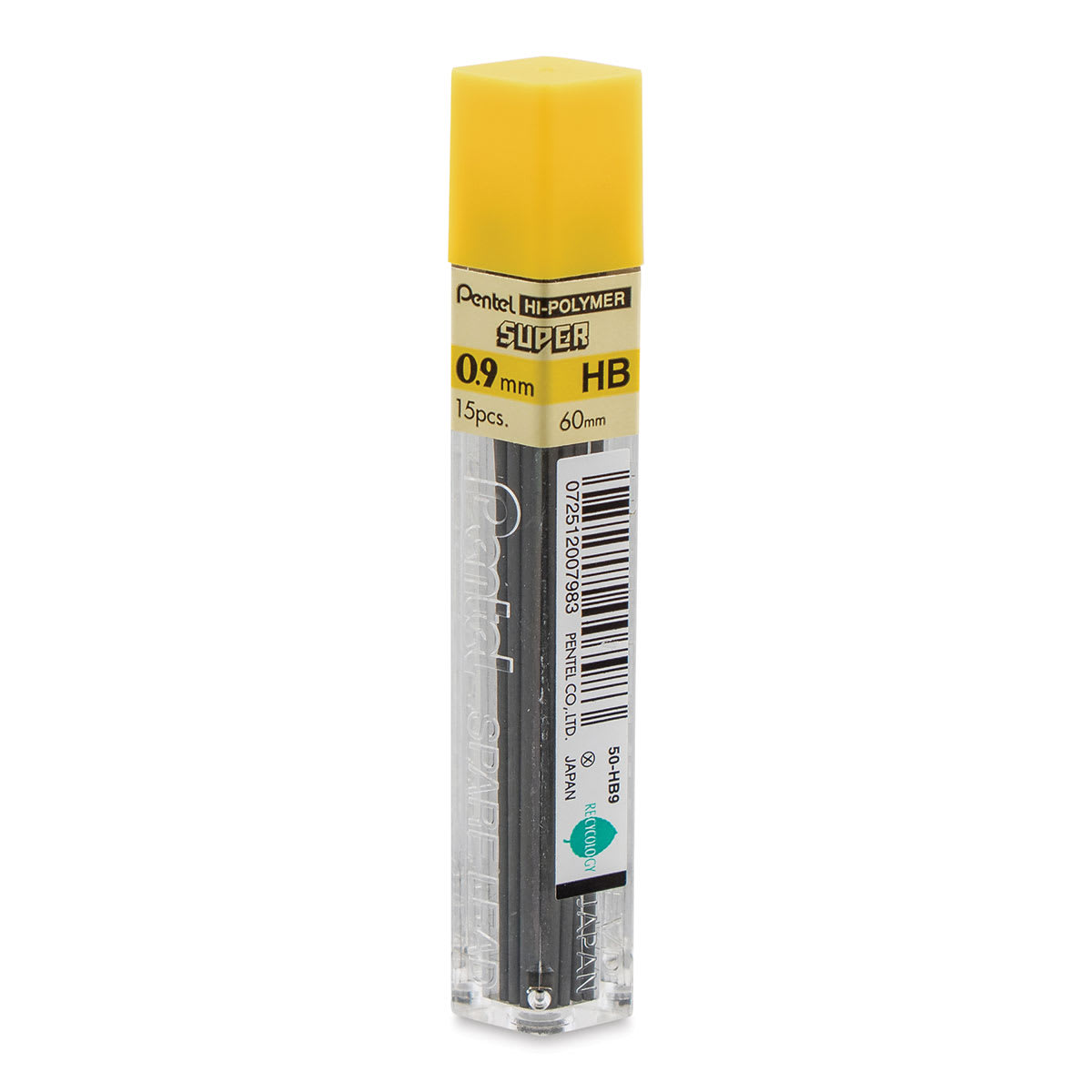 Pentel Graph Gear 1000 Lead Refill - 0.9 mm, Black, HB, Pack of 12 back of package