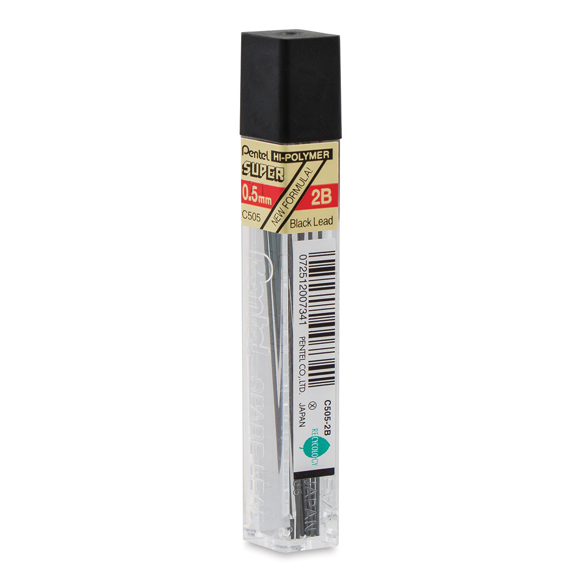 Pentel Hi-Polymer Lead Refills - 0.5 mm, Black, 2B back of package