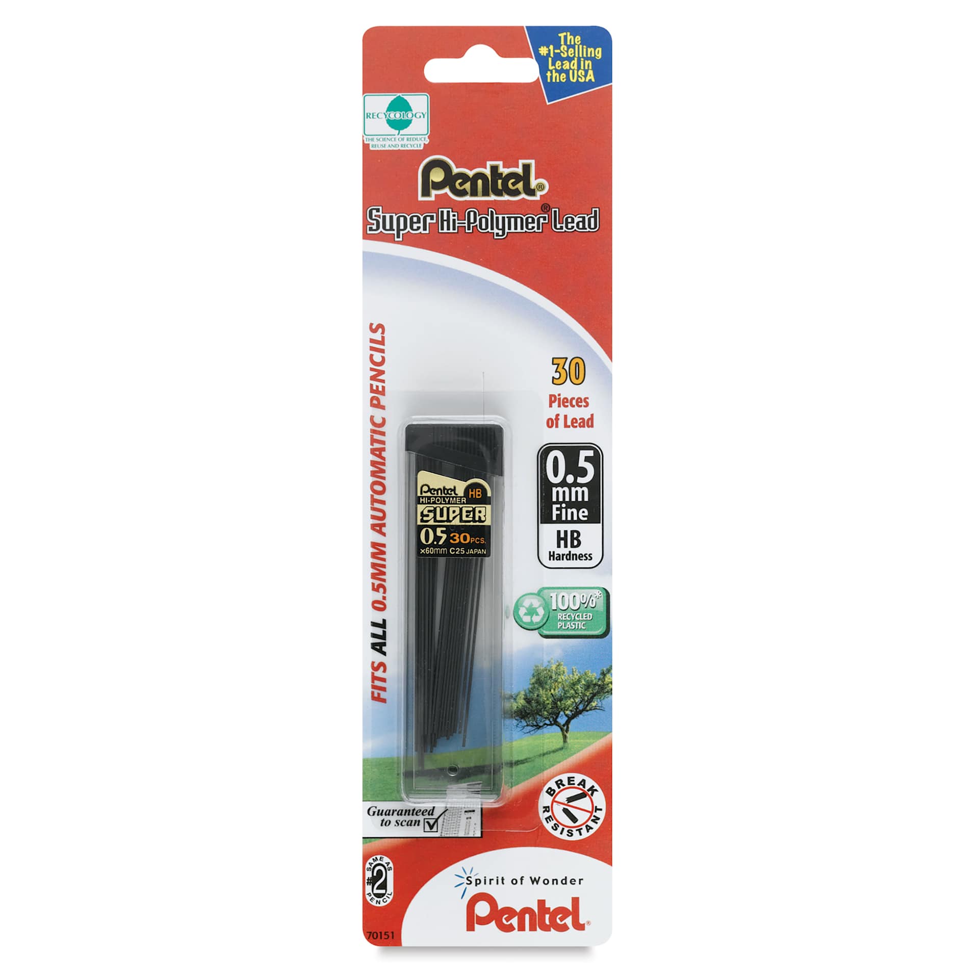 PENTEL PENCIL 0.7MM HB LEAD 1/CD