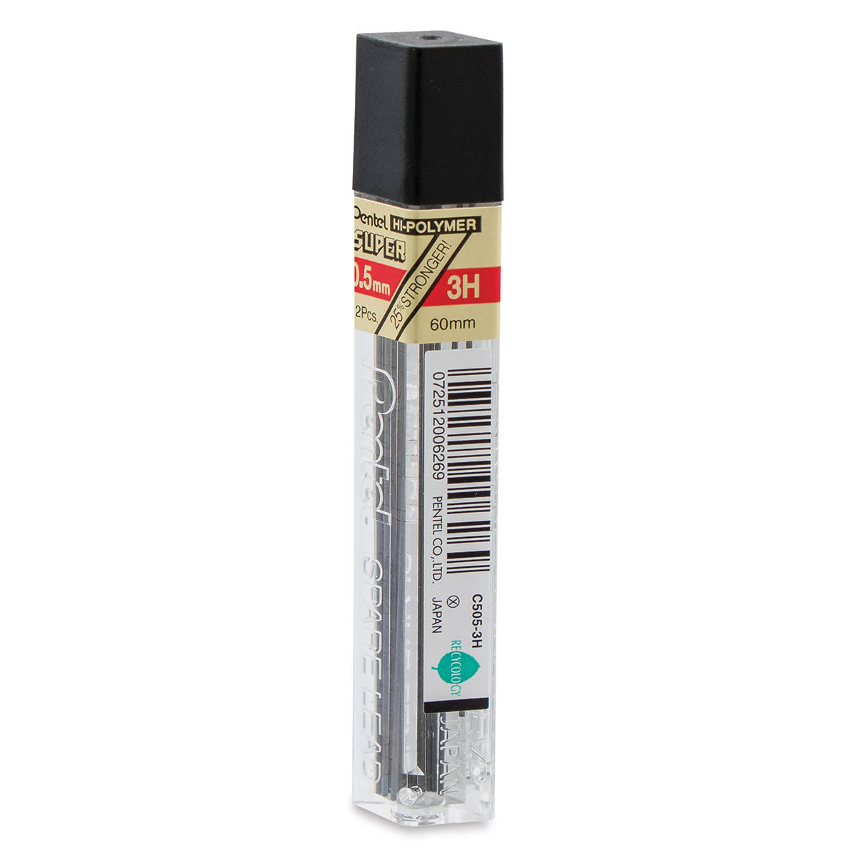 Pentel Hi-Polymer Lead Refills - 0.5 mm, Black, 3H back of package
