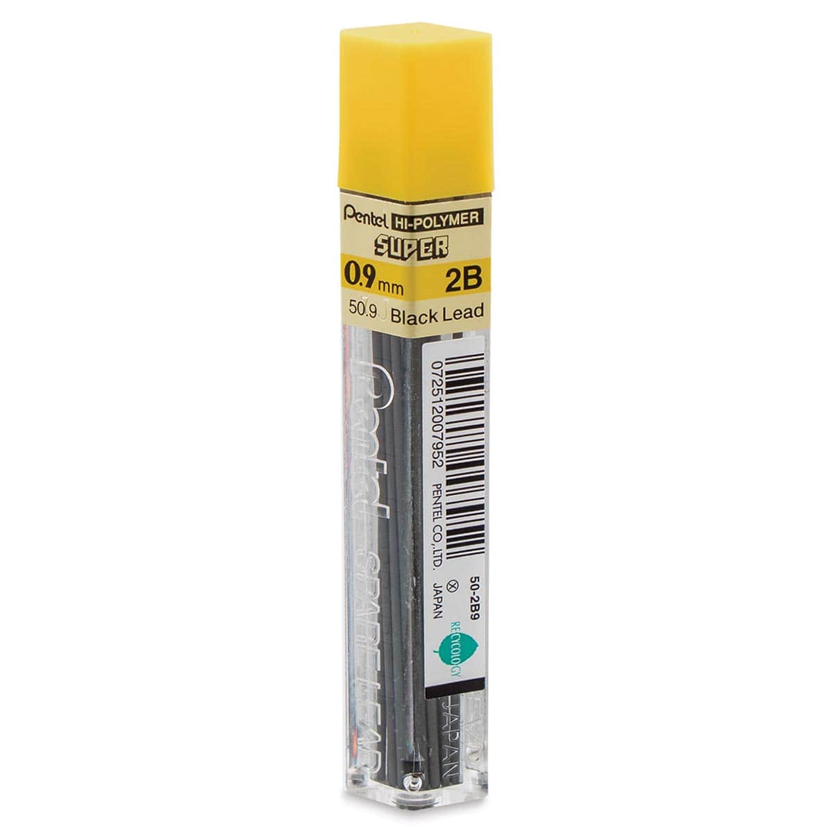 Pentel Hi-Polymer Lead Refills - 0.9 mm, Black, 2B back of package