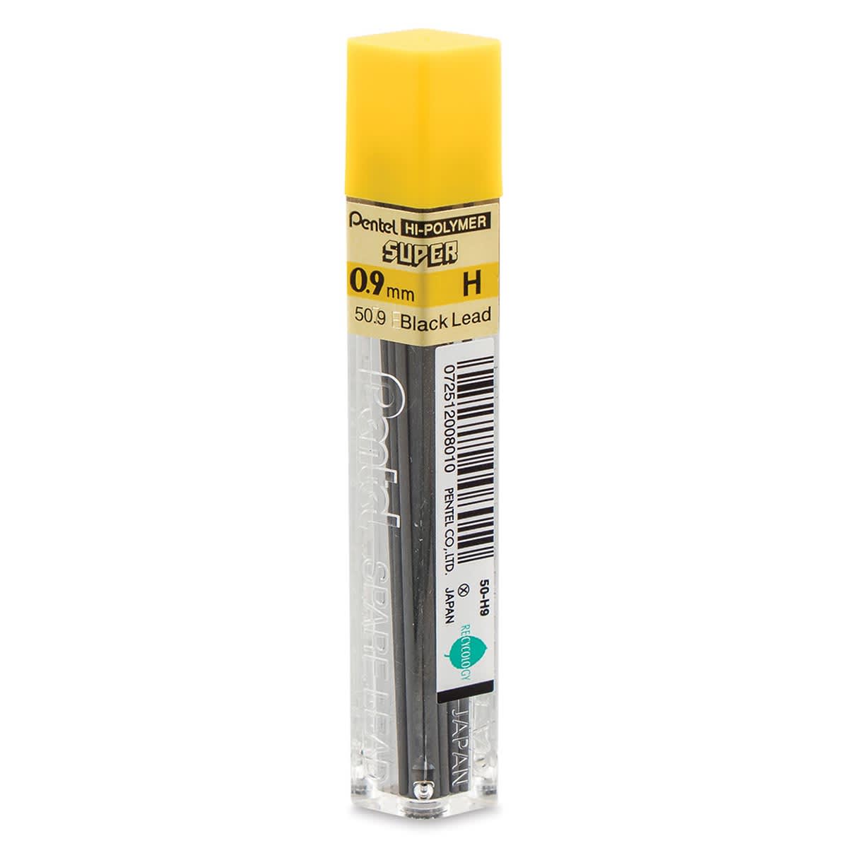 Pentel Hi-Polymer Lead Refills - 0.9 mm, Black, H back of package