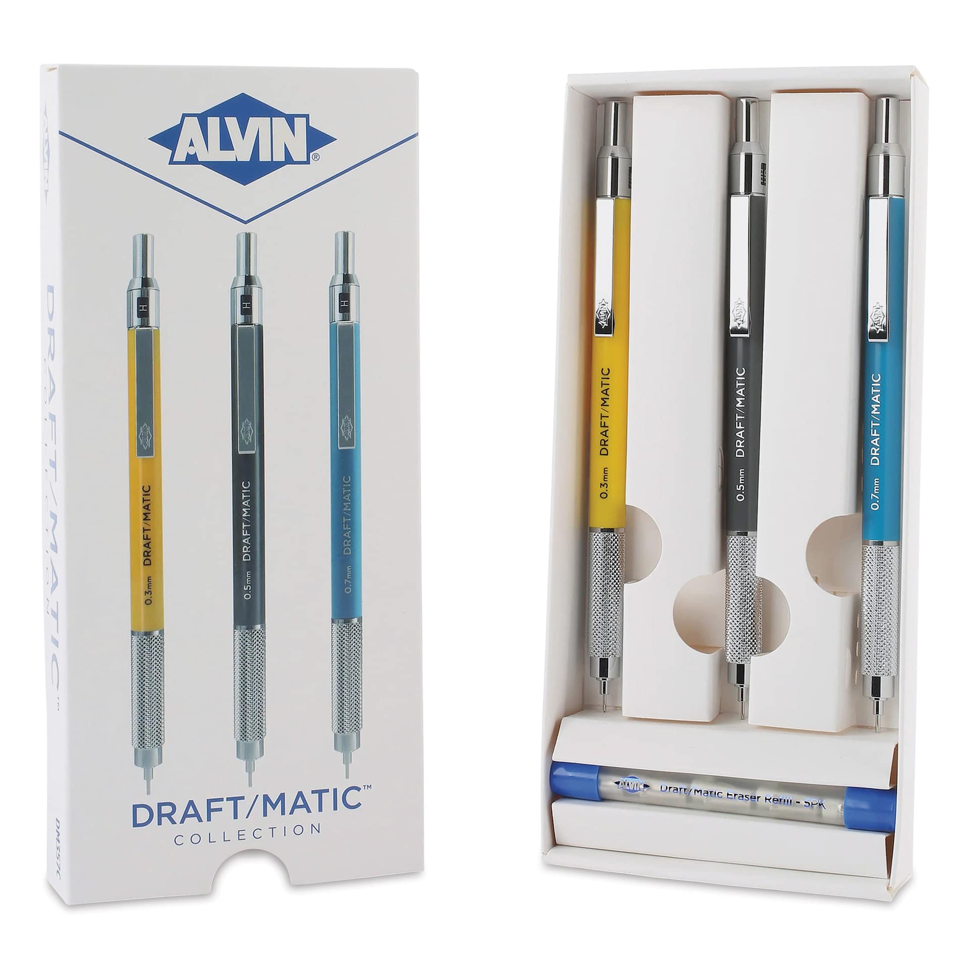 Alvin Draft/Matic Drafting Pencils - Set of 3, open packaging