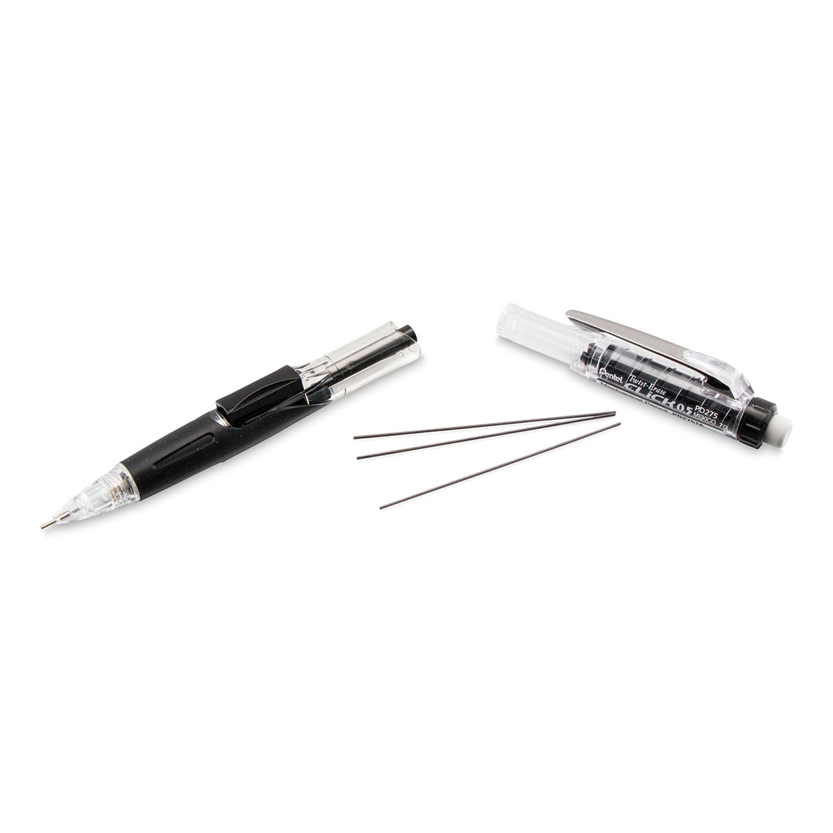 Pentel Twist-Erase Click Mechanical Pencil - 0.5 mm, Black separated to add lead