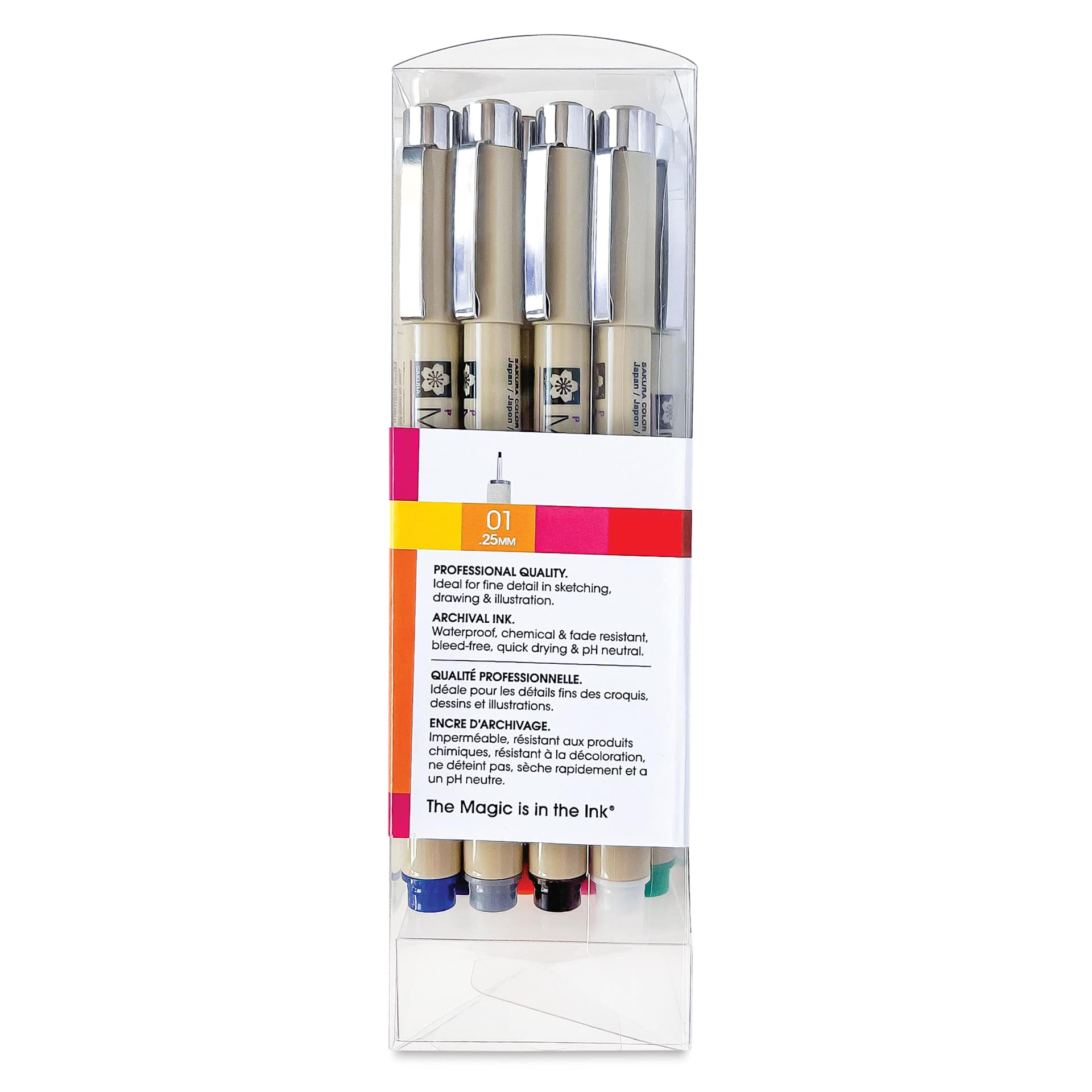 Sakura Pigma Micron Pen - Cube Set of 16, Assorted, 01, side of the packaging
